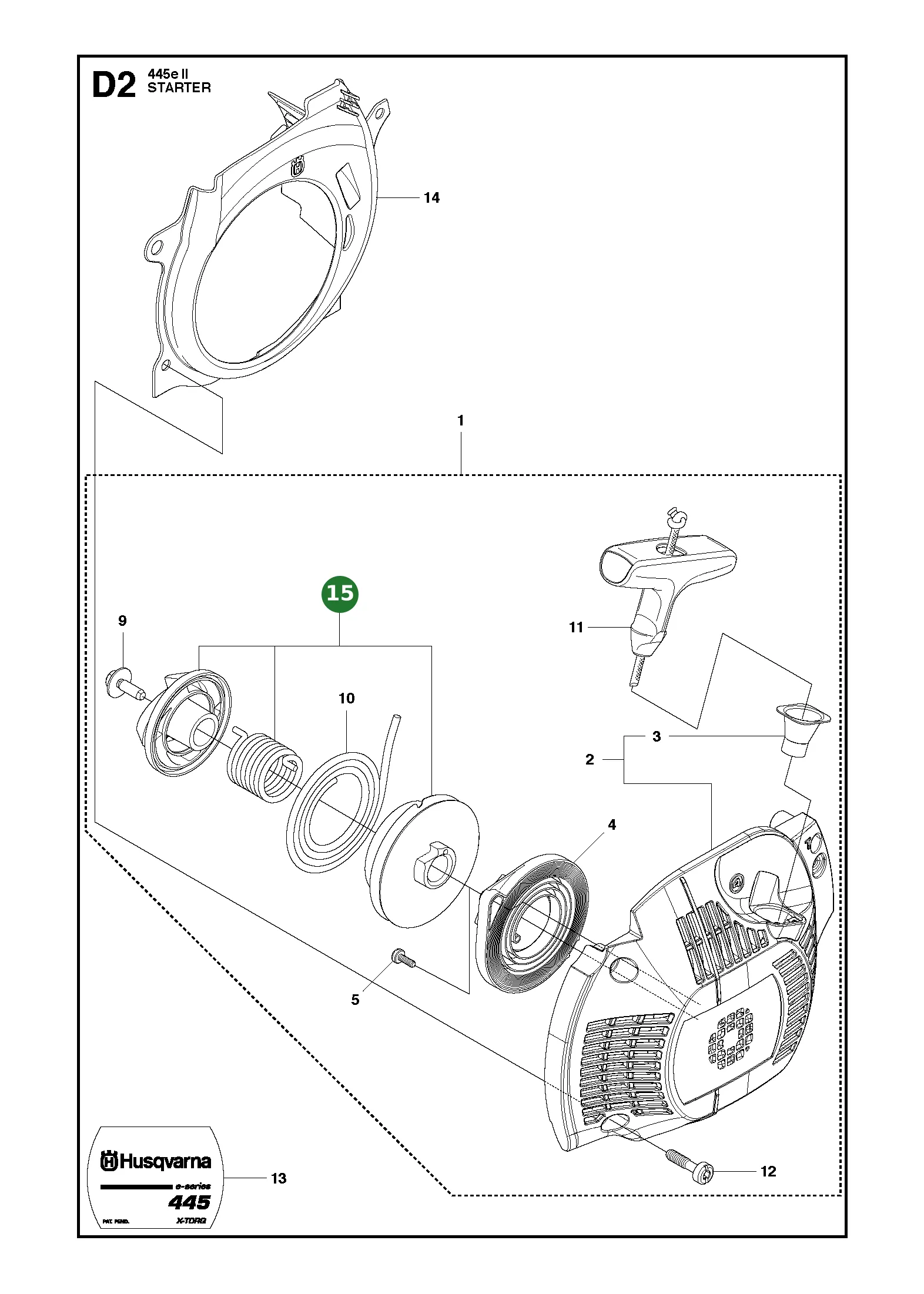 Seilrolle f&uuml;r Husqvarna Motors&auml;gen 450 Rancher,...