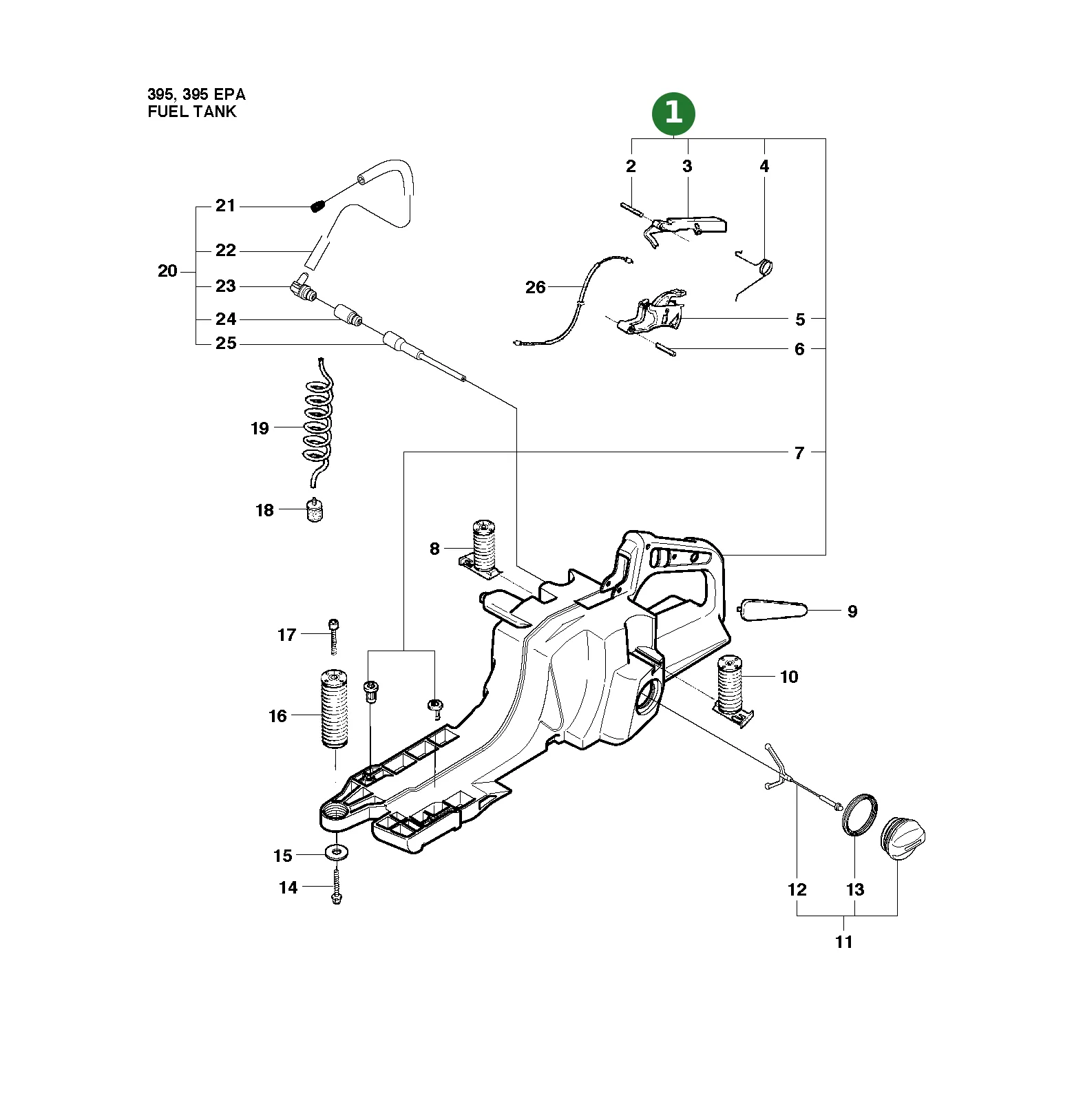 Kraftstofftank f&uuml;r Husqvarna Motors&auml;gen 394 XP,...
