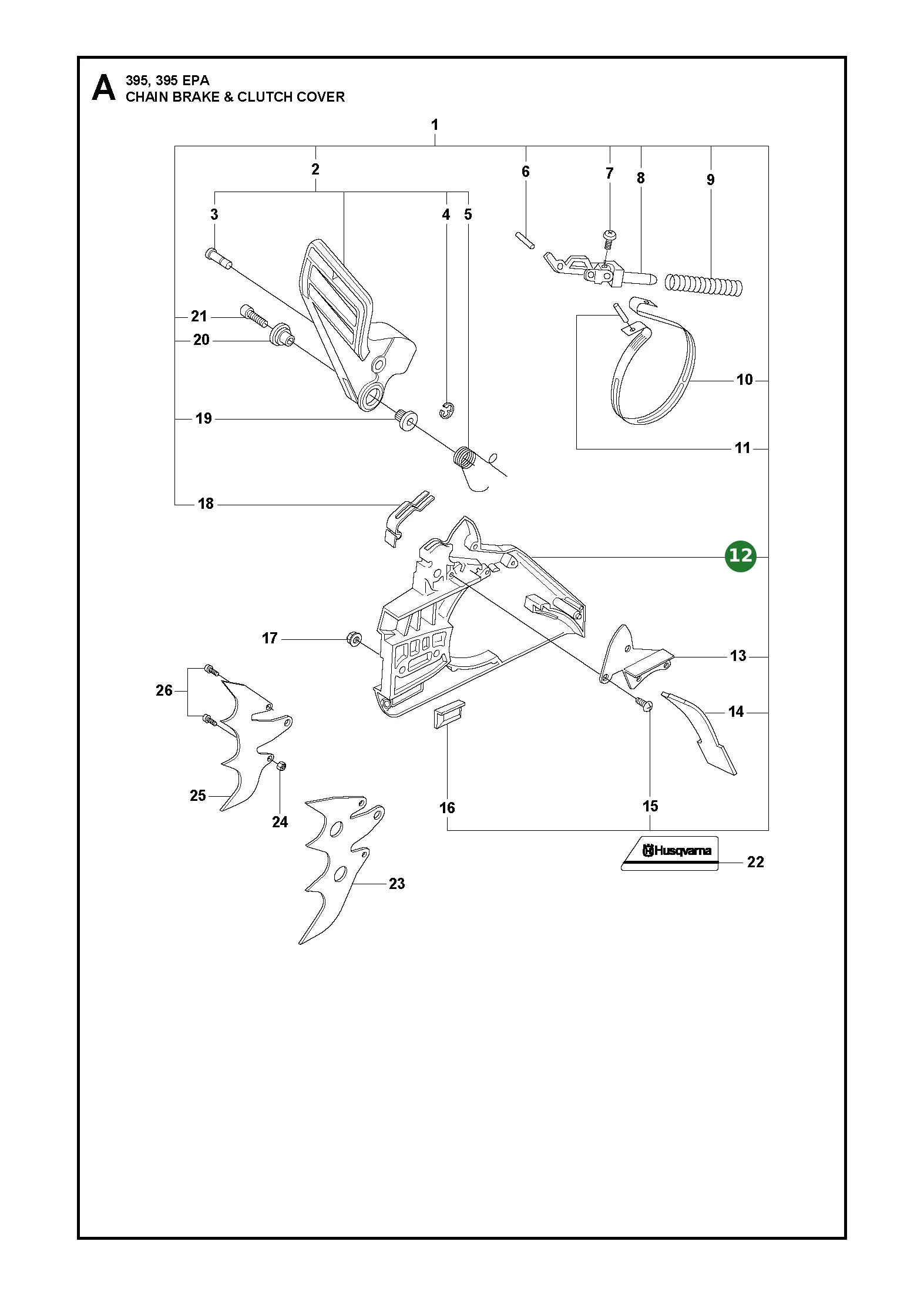Kupplungsdeckel f&uuml;r Husqvarna Motors&auml;gen 394...