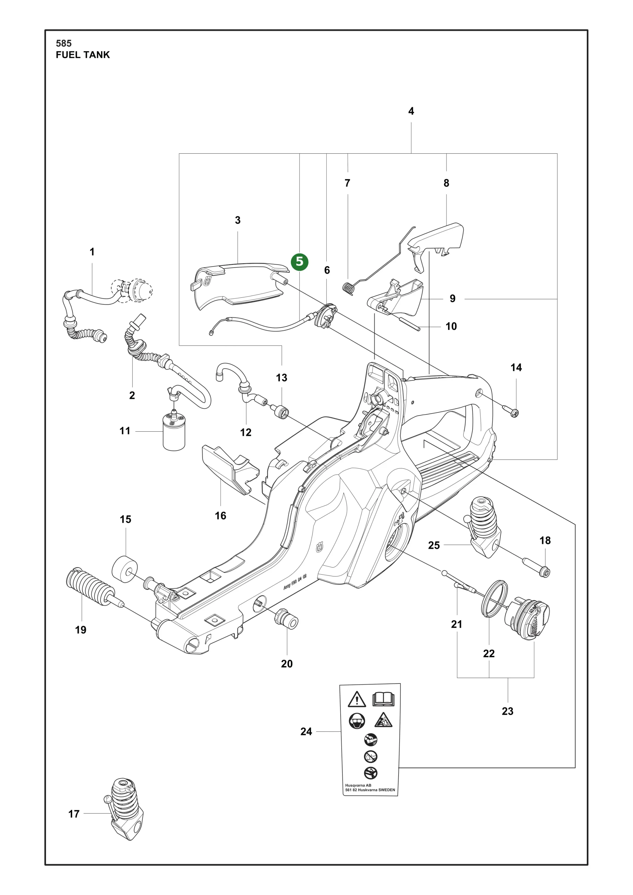 Kabel f&uuml;r Husqvarna Motors&auml;gen 585, 592 XP, 592...