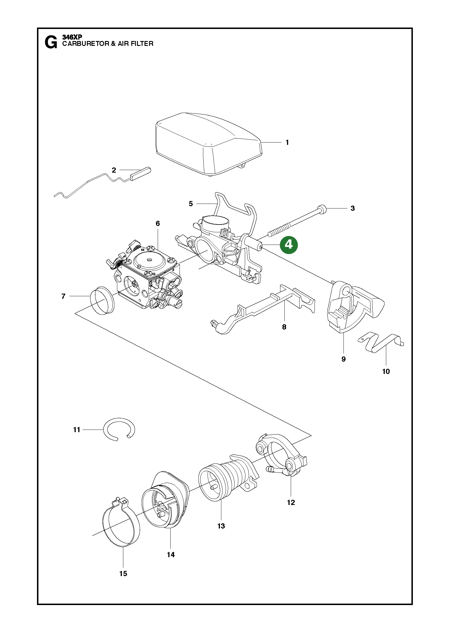 Ansaugkr&uuml;mmer f&uuml;r Husqvarna Motors&auml;gen 346...