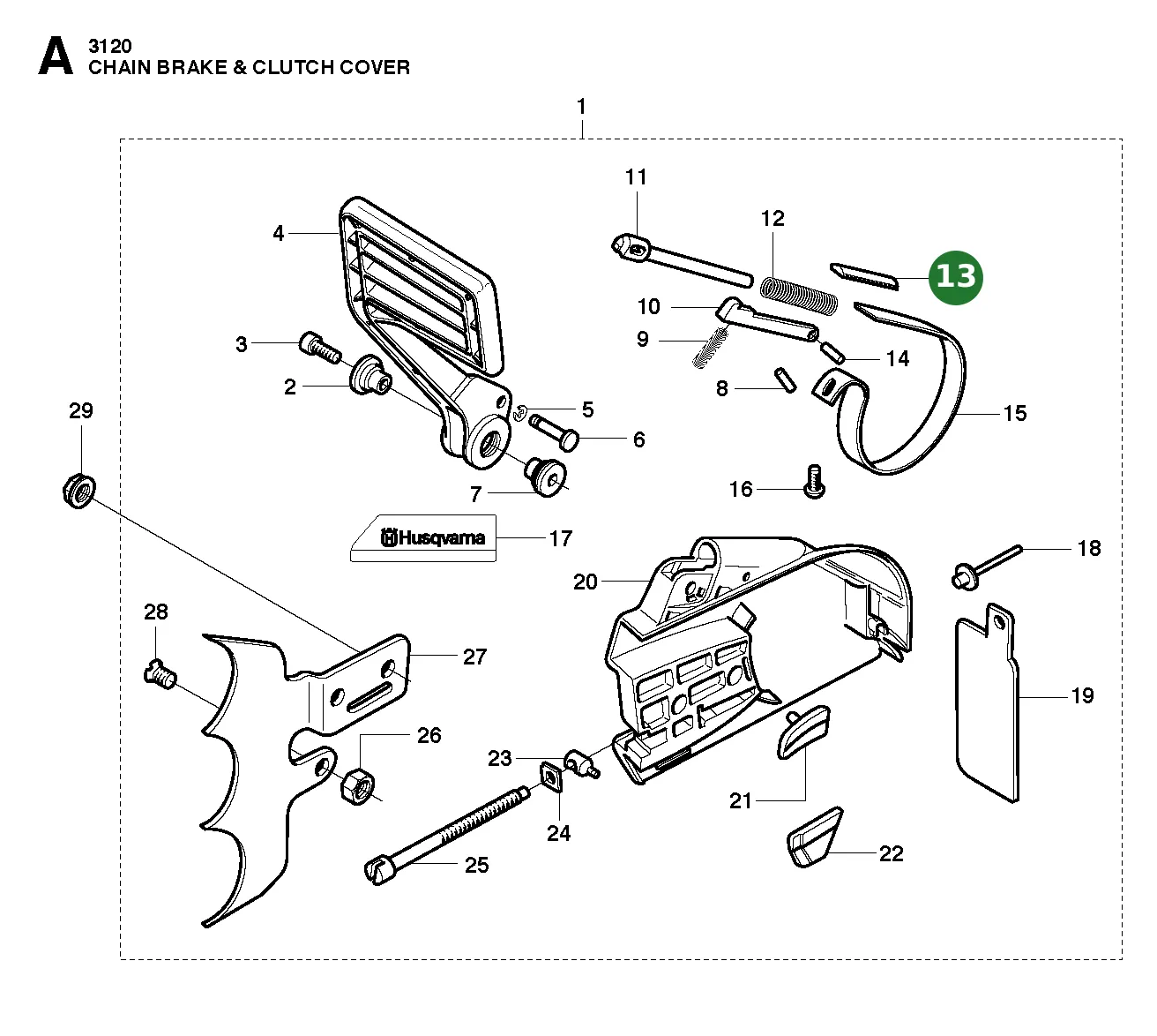 F&uuml;hrung f&uuml;r Husqvarna Motors&auml;gen 3120,...