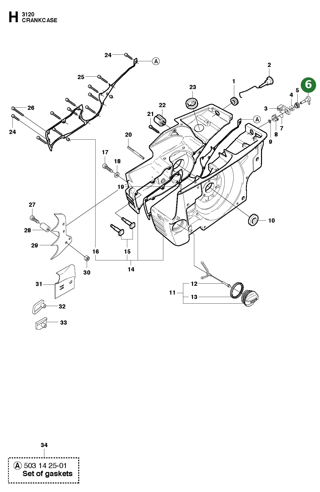 Knopf f&uuml;r Husqvarna Motors&auml;gen 3120, 3120 XP