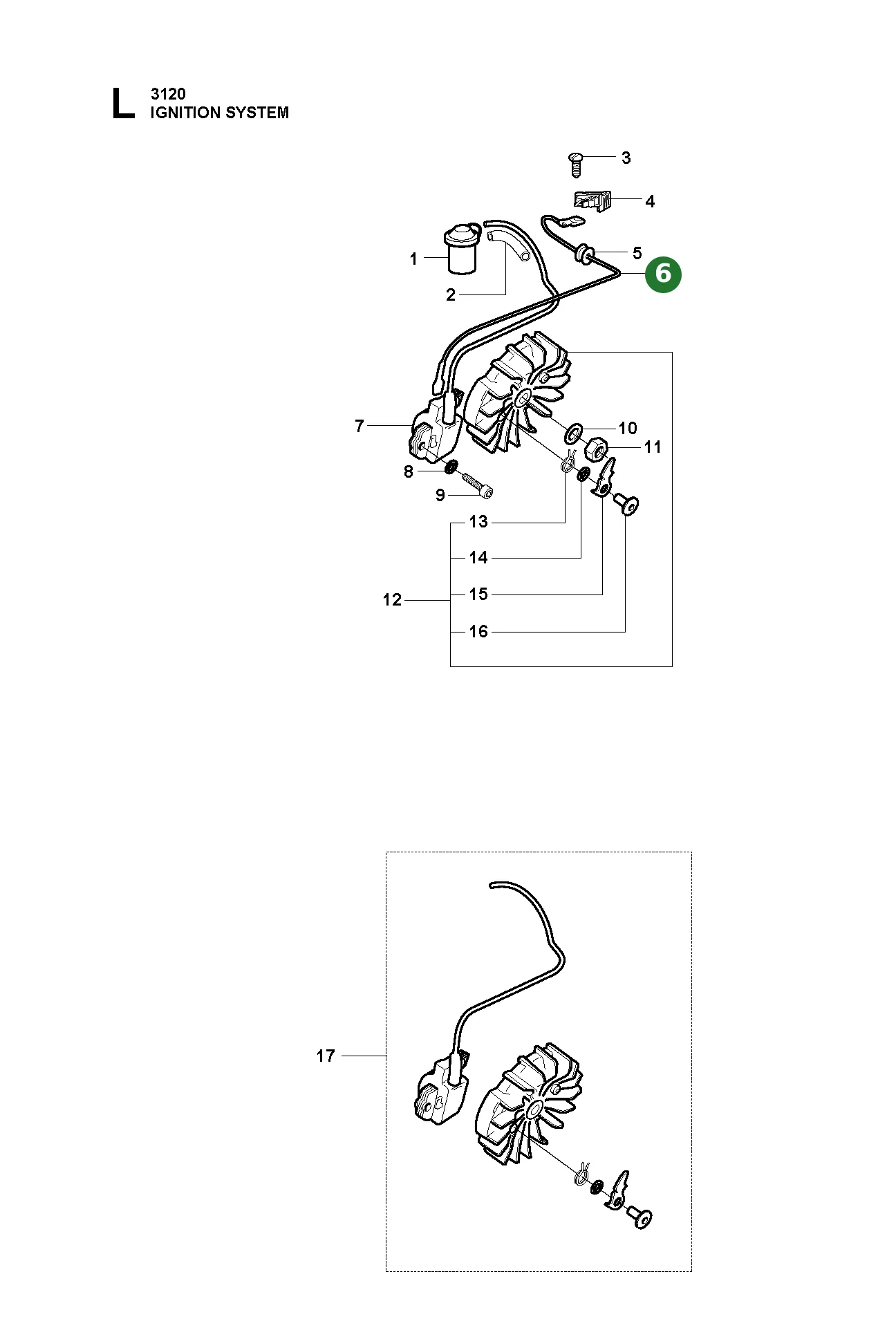 Kabel f&uuml;r Husqvarna Motors&auml;gen 281, 288, 3120,...