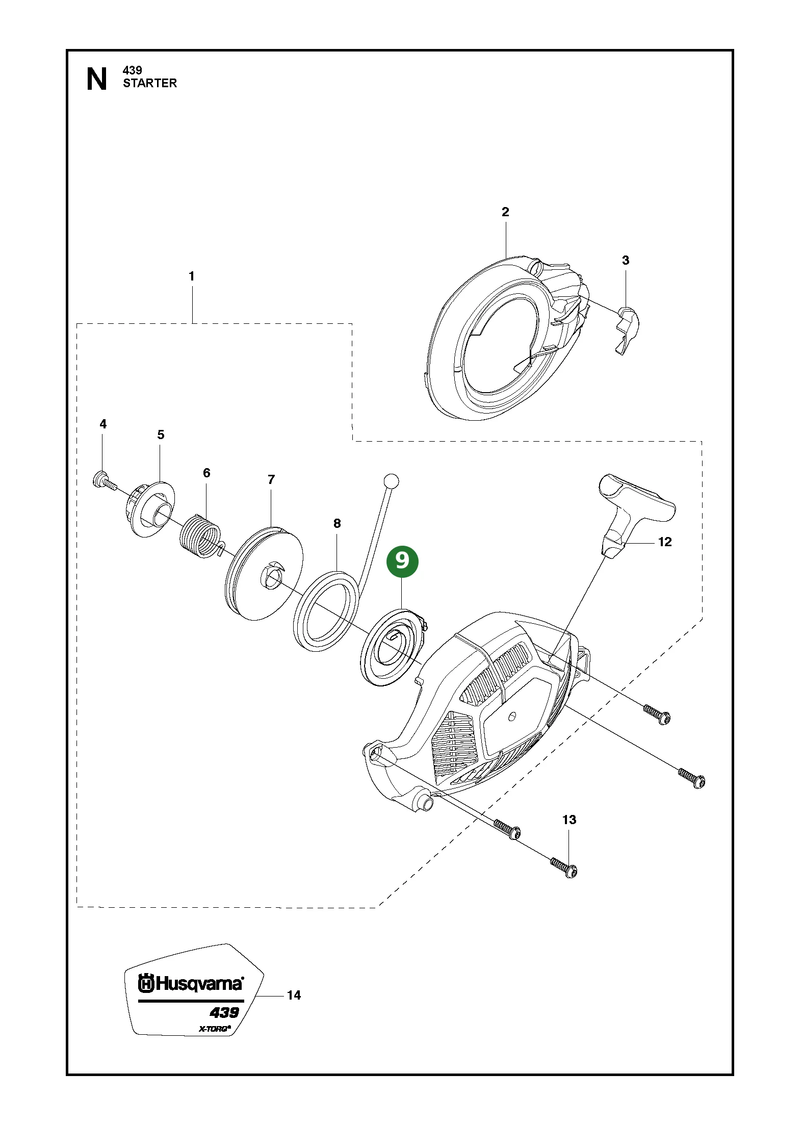 Spring_assy f&uuml;r Husqvarna Motors&auml;gen 439, T435