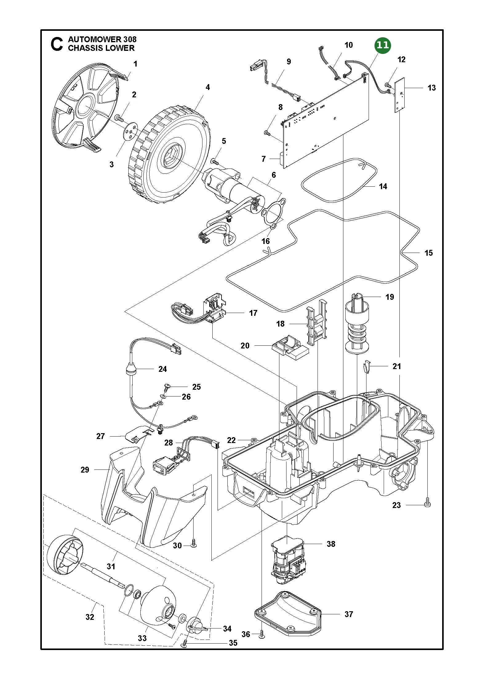 Verkabelung Kpl. f&uuml;r Husqvarna Automower 308, 305...