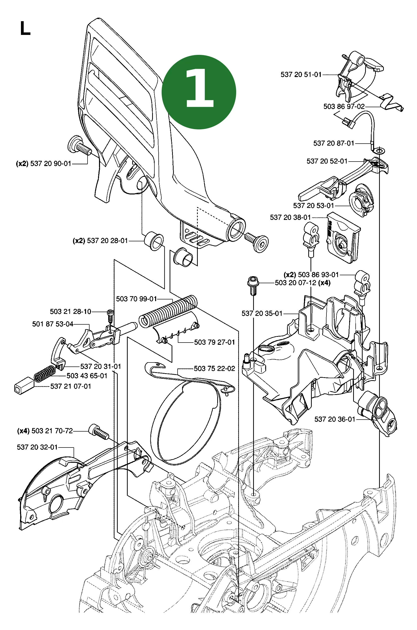 R&uuml;ckschlagschutz Kpl. f&uuml;r Husqvarna...