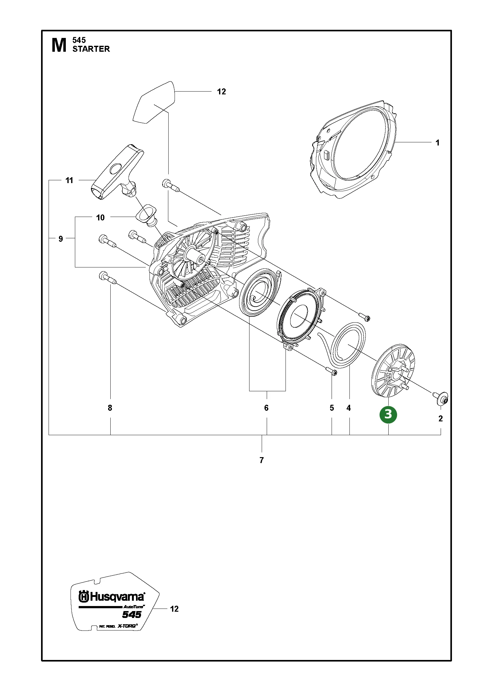Seilrolle Kpl. f&uuml;r Husqvarna Motors&auml;gen 545,...