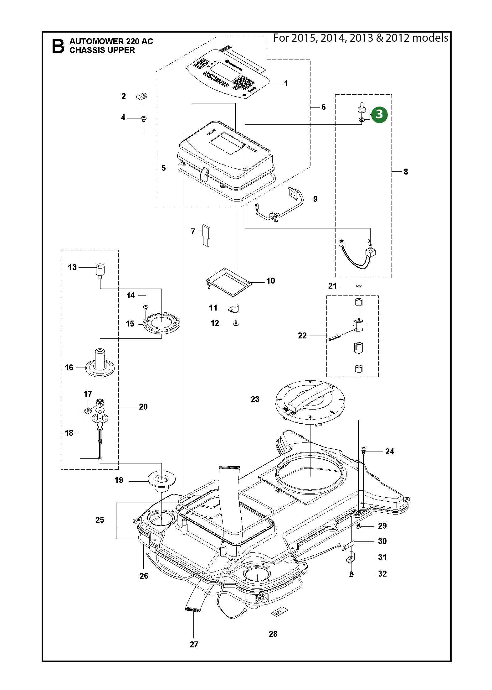 Husqvarna Gummit&uuml;lle f&uuml;r Schalter 220AC und G2