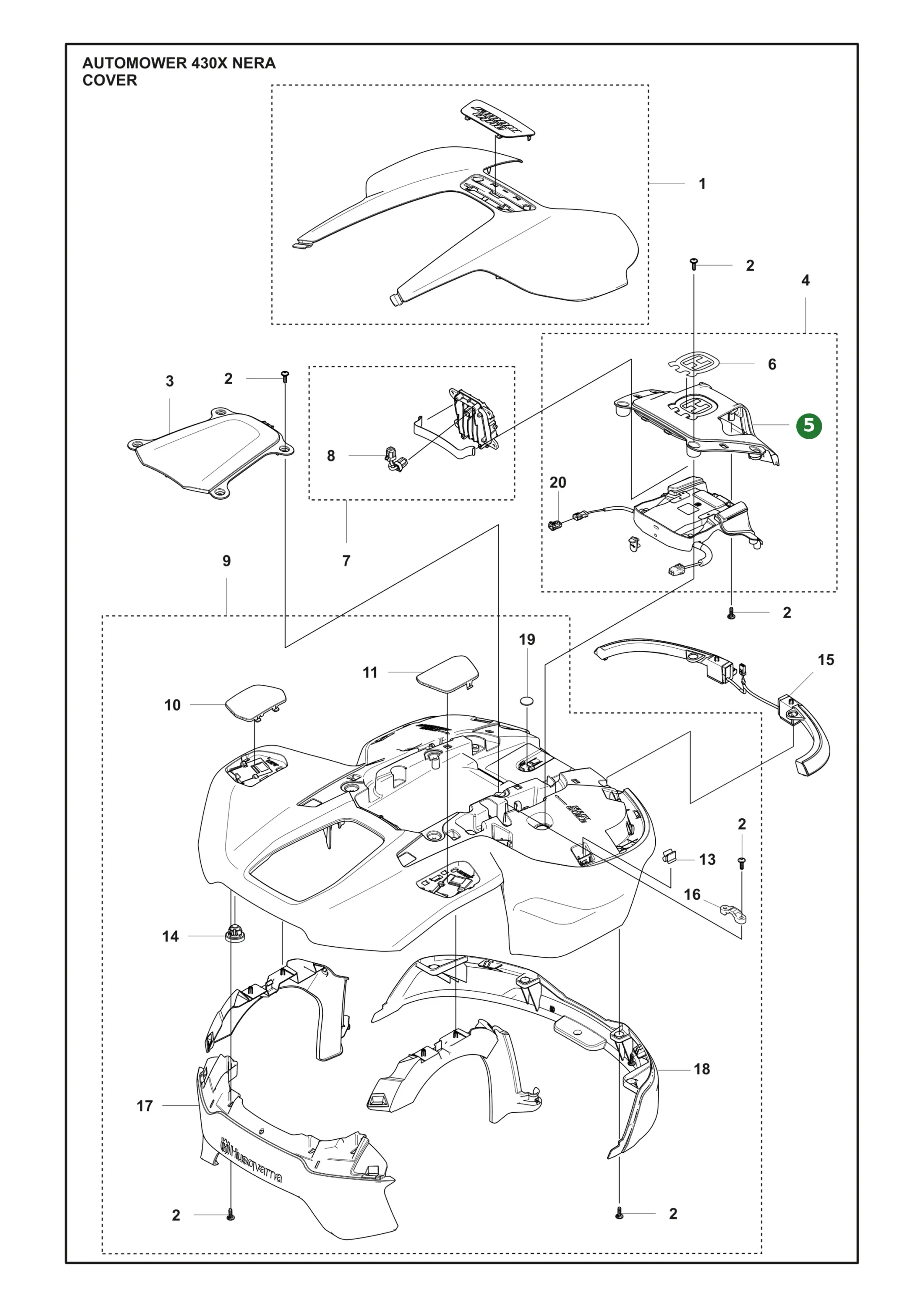 Original Husqvarna Geh&auml;use Frontmodul f&uuml;r...