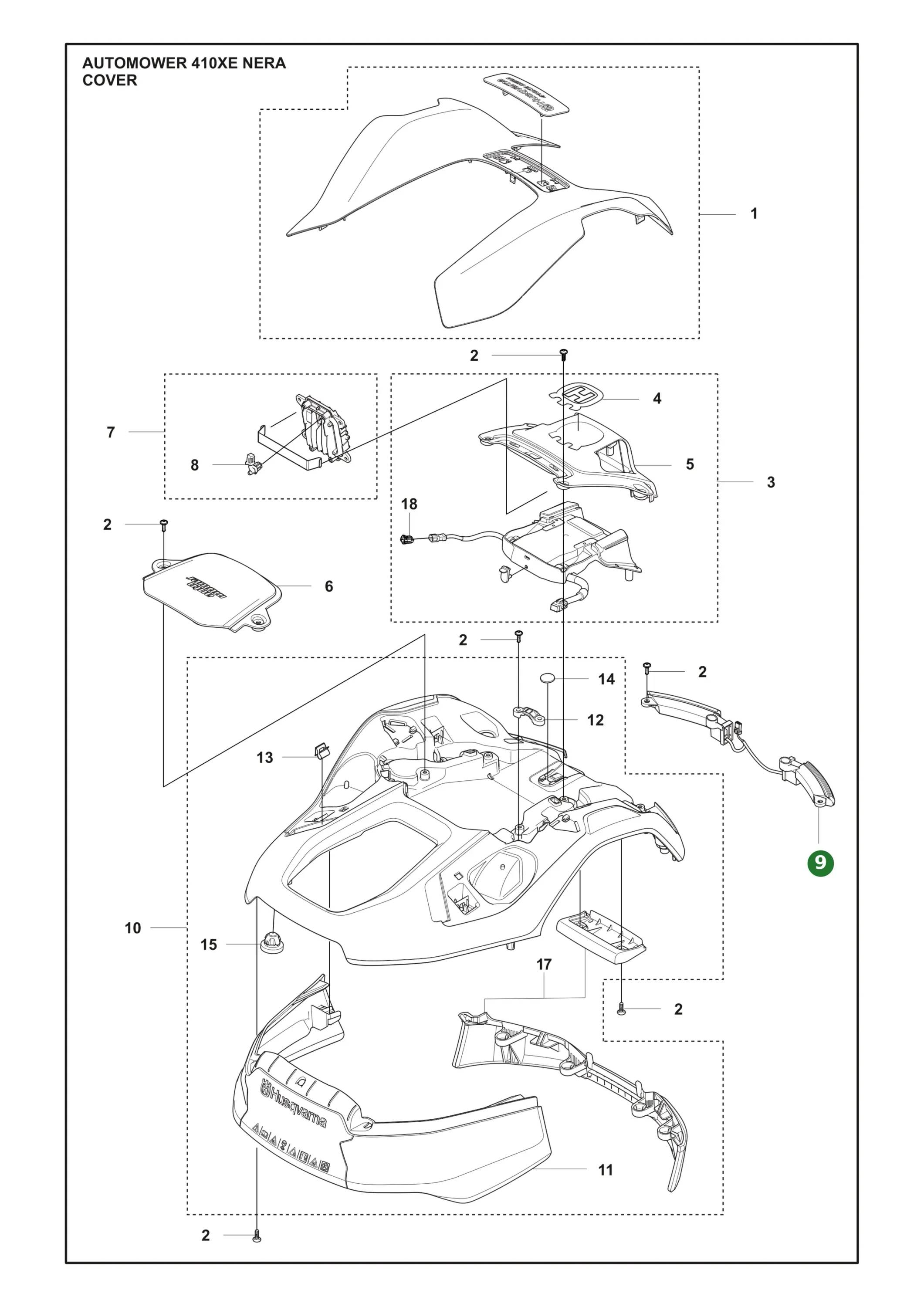 Original Husqvarna LED-Leuchte wei&szlig; mit Verkabelung...
