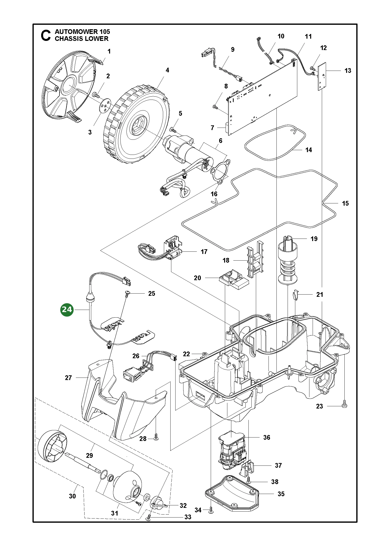 Kabelsatz Ladekontakt / Ladeblech Automower 105 und...