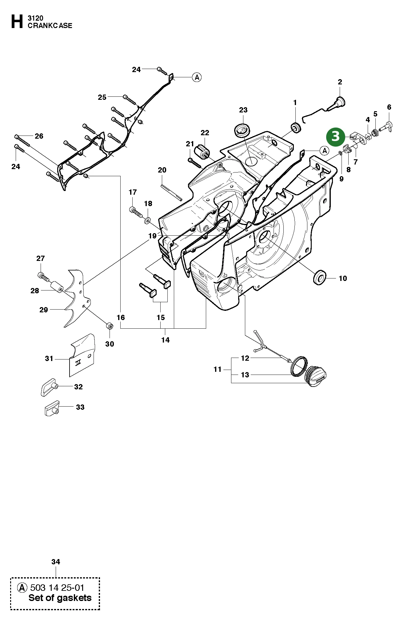 Halter f&uuml;r Husqvarna Motors&auml;gen 3120, 3120 XP