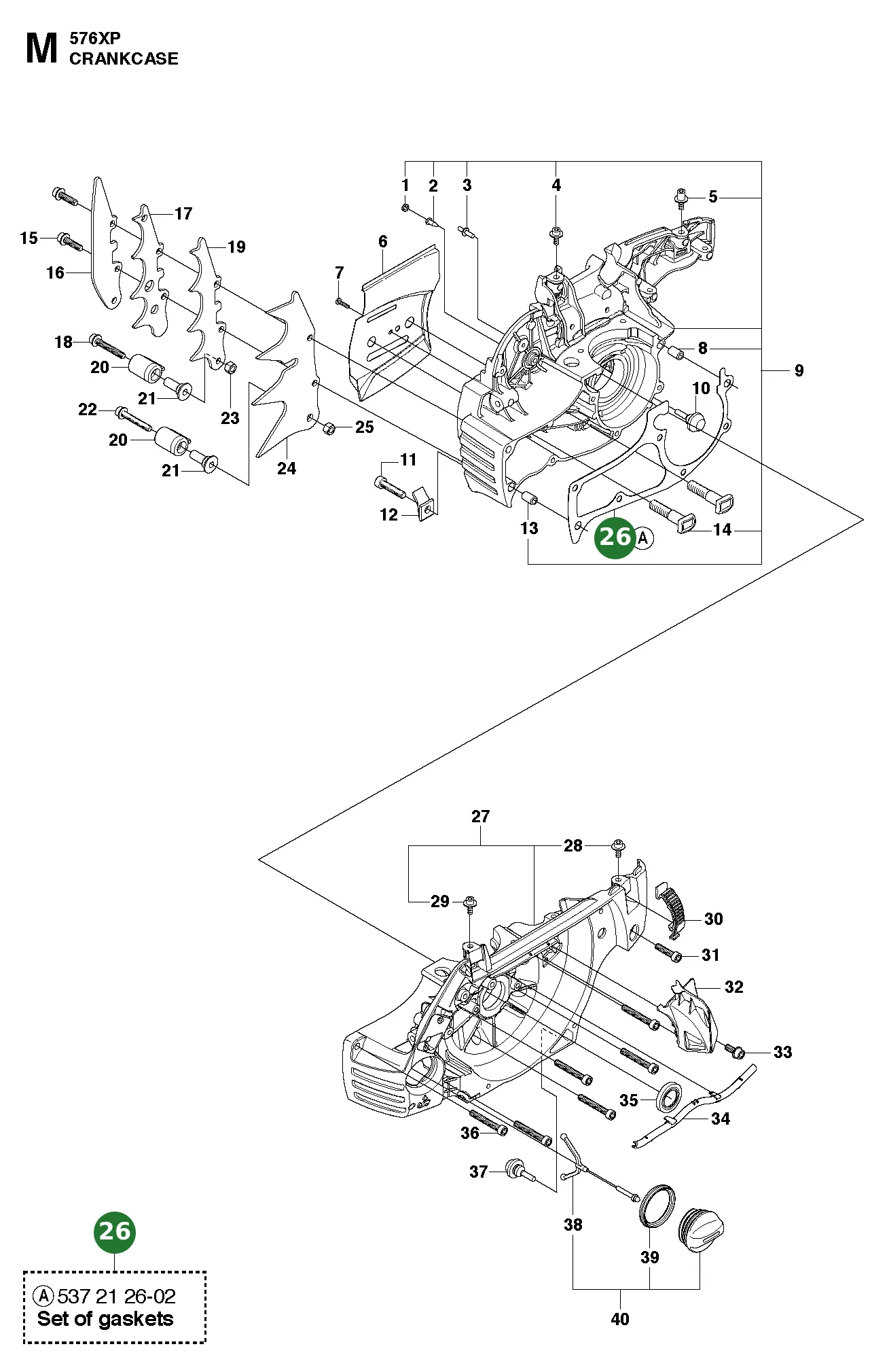 Dichtungssatz f&uuml;r Husqvarna Motors&auml;gen 570, 570...