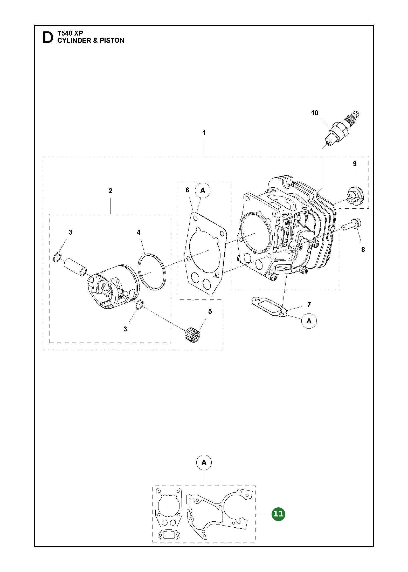Dichtungssatz f&uuml;r Husqvarna Motors&auml;gen T540 XP,...