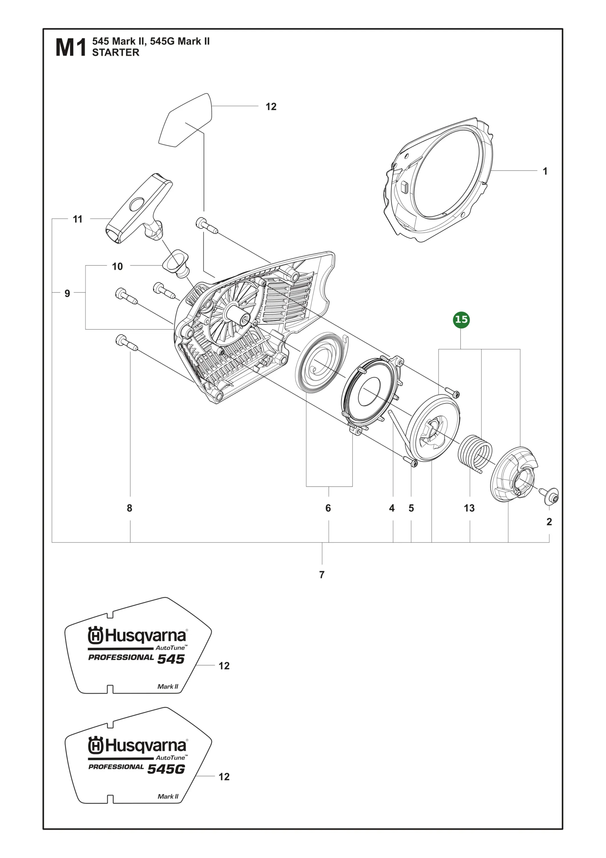 Seilrolle f&uuml;r Husqvarna Motors&auml;gen 545 II, 545G II