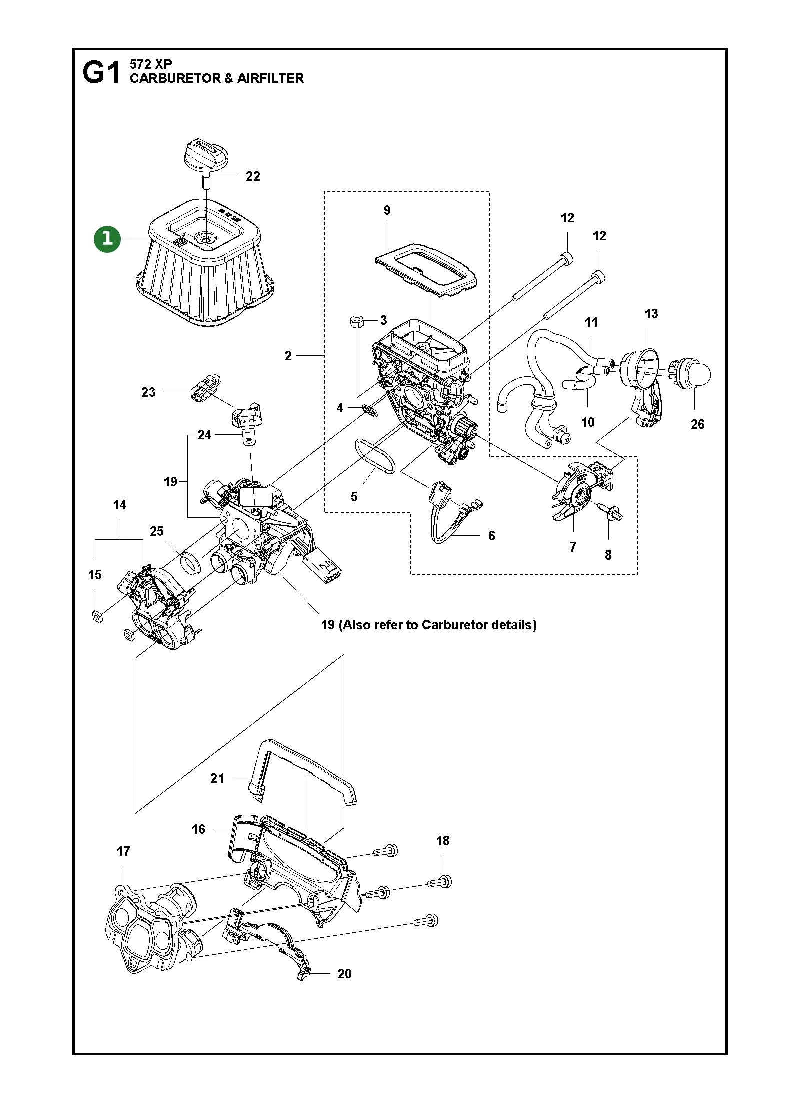 Luftfilter f&uuml;r Husqvarna Motors&auml;gen 572 XP, 572...