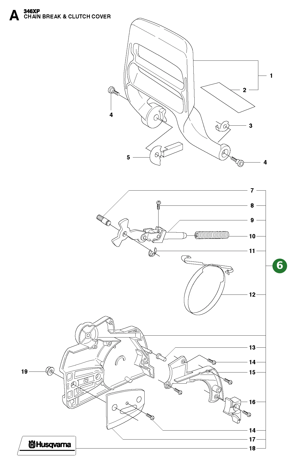 Kettenbremse f&uuml;r Husqvarna Motors&auml;gen 346 XP,...