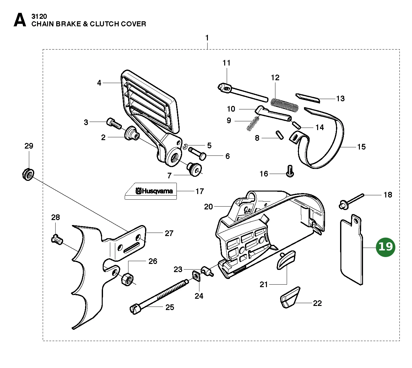 Splitterschutz f&uuml;r Husqvarna Motors&auml;gen 3120,...