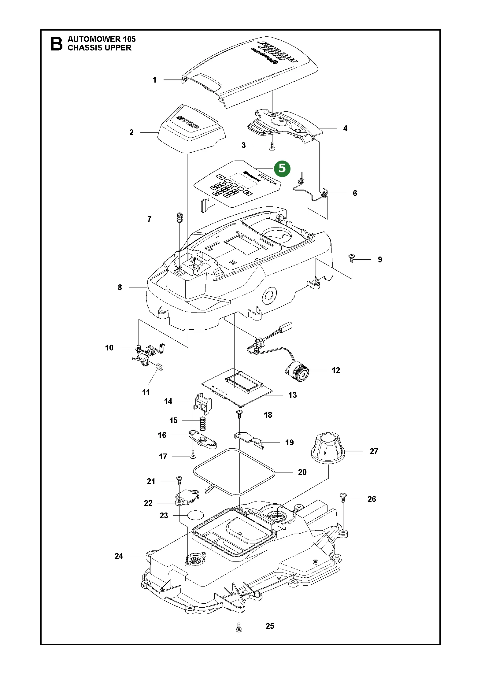 Tastatur f&uuml;r Husqvarna Automower 105, 308, 305 (bis...