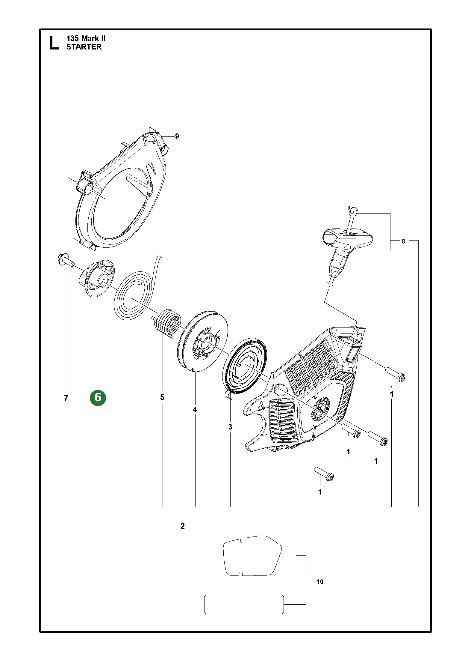 Startvorrichtung f&uuml;r Husqvarna Motors&auml;gen 135 II