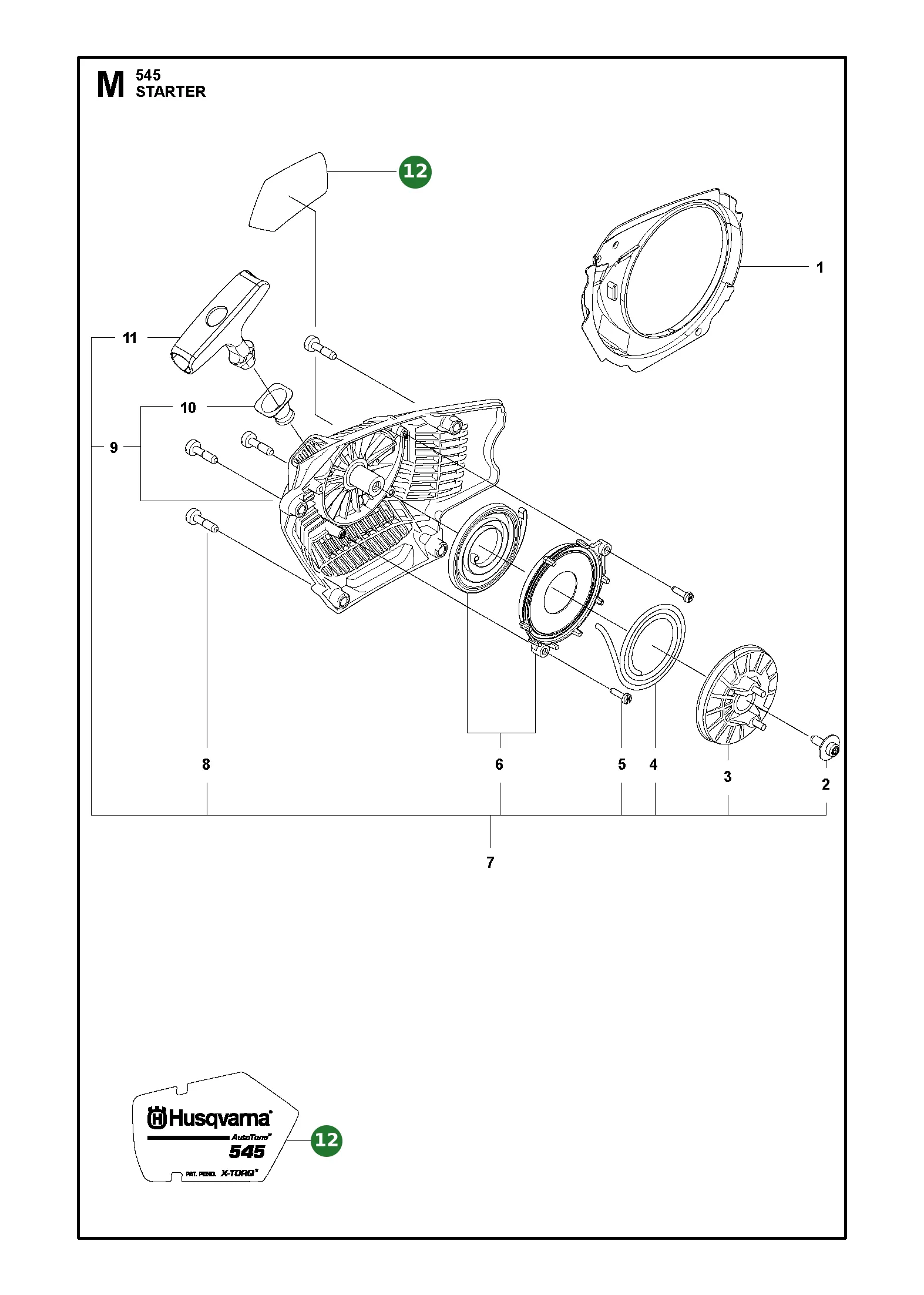 Etikett f&uuml;r Husqvarna Motors&auml;gen 545