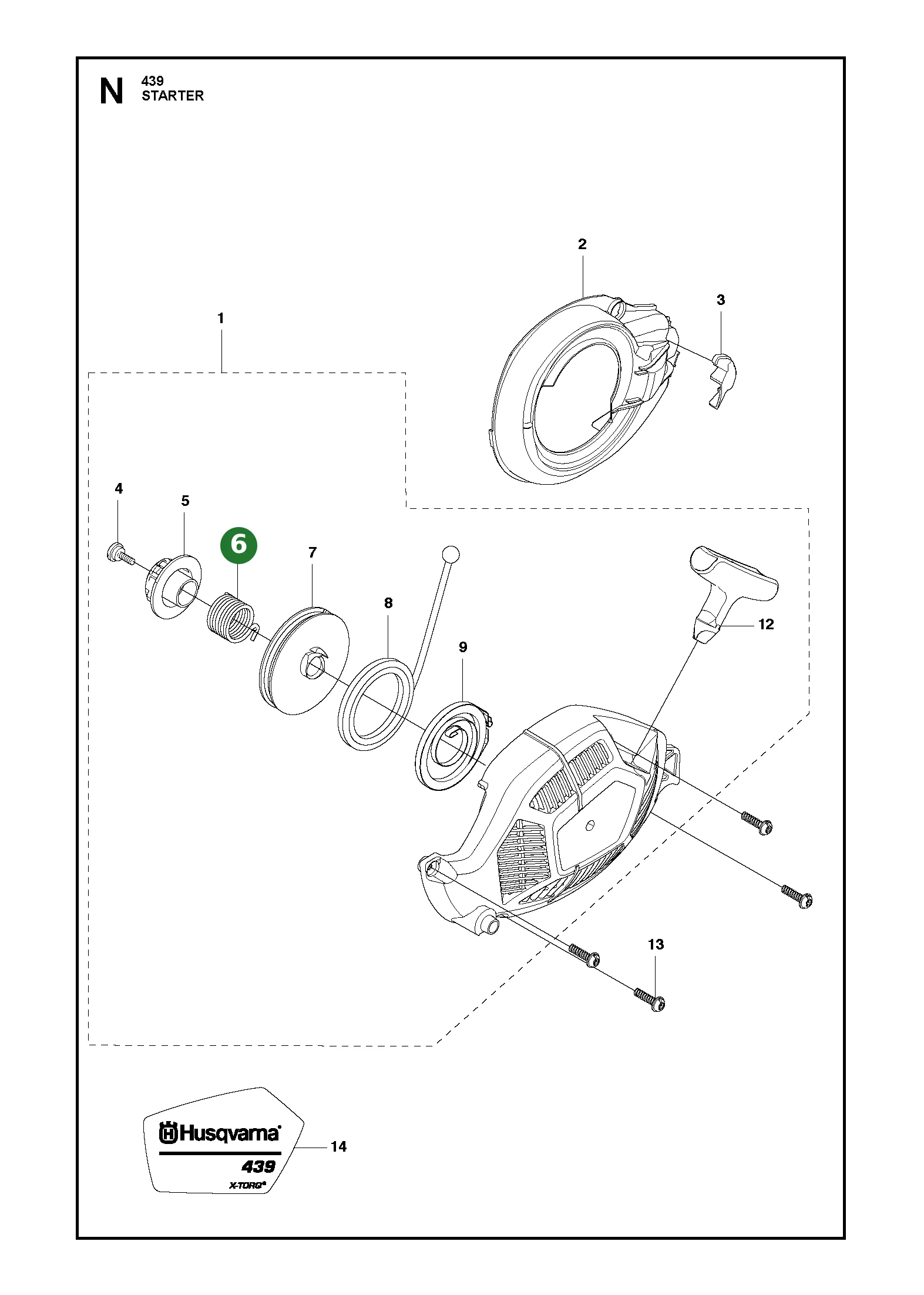 Feder f&uuml;r Husqvarna Motors&auml;gen 439, T435
