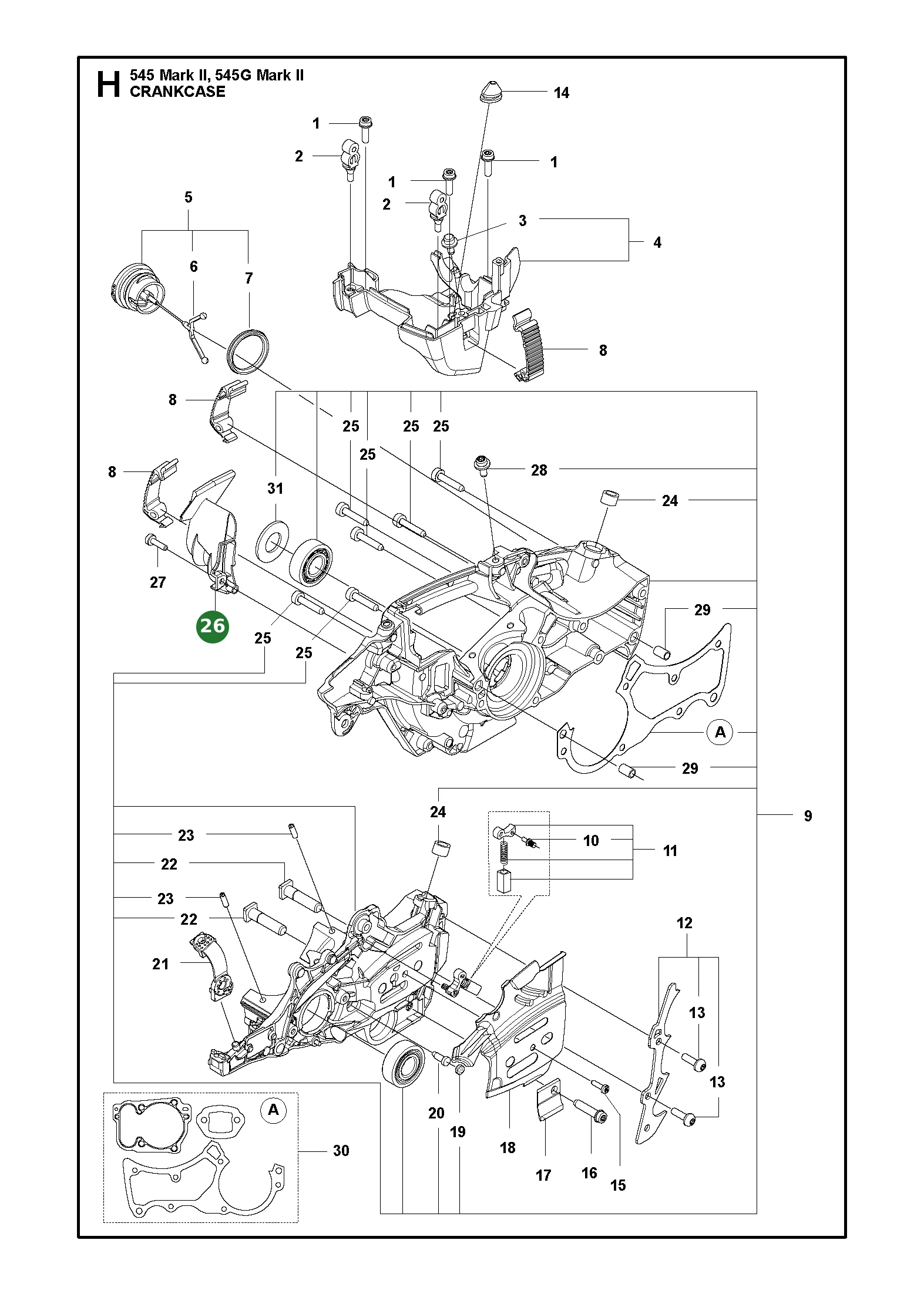 Luftd&uuml;se f&uuml;r Husqvarna Motors&auml;gen 545 II,...