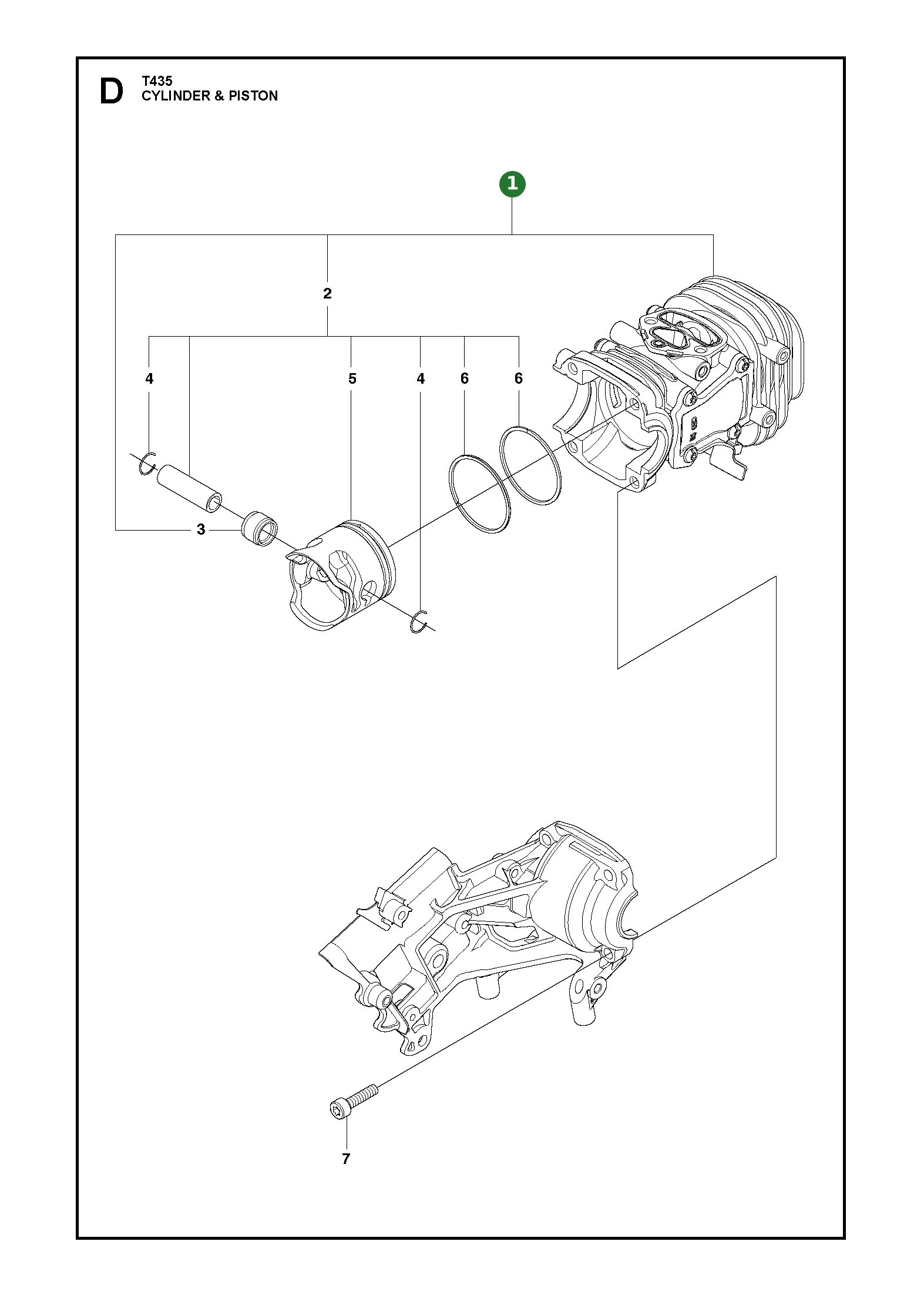 Zylinder f&uuml;r Husqvarna Motors&auml;gen T435
