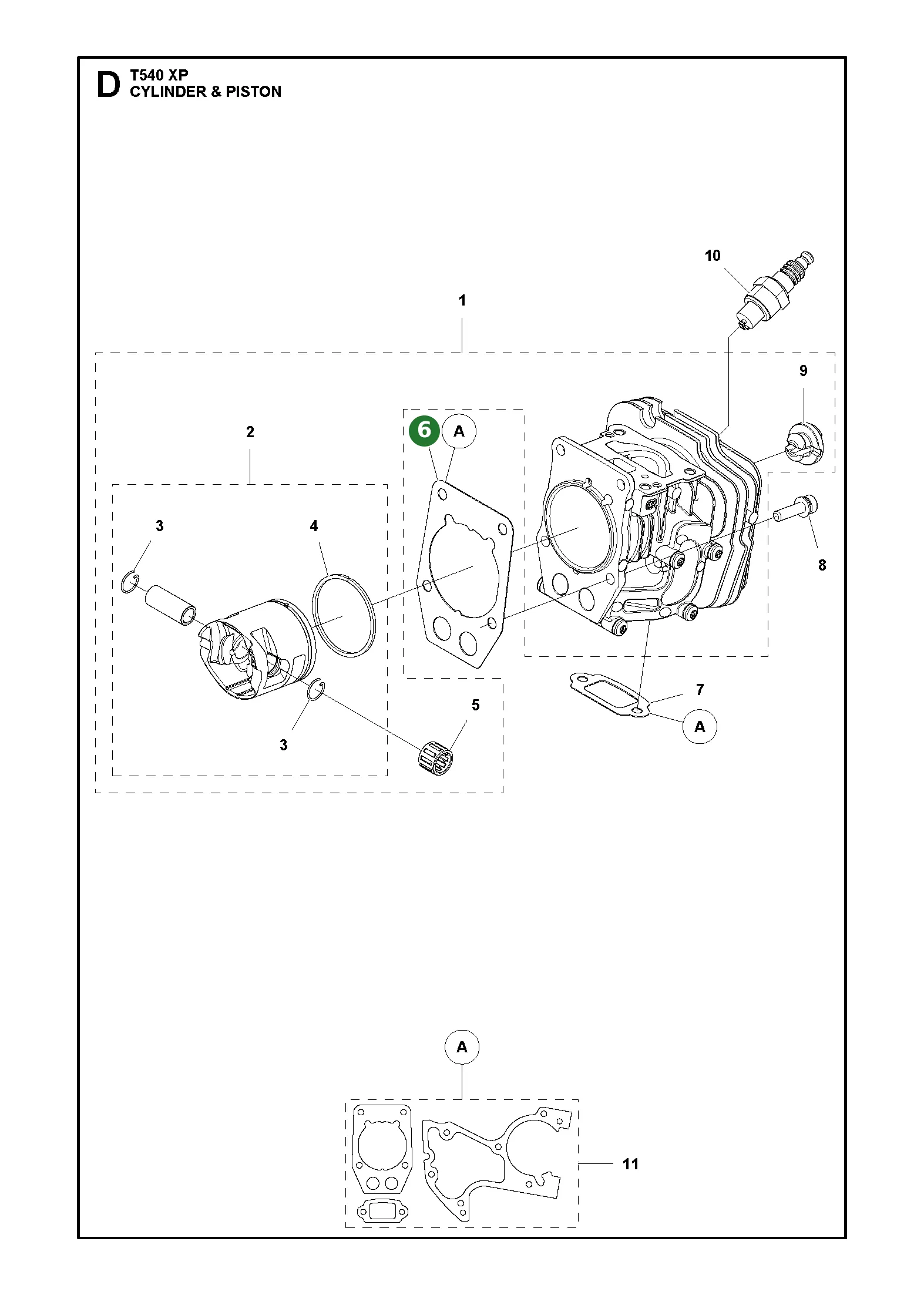Dichtung f&uuml;r Husqvarna Motors&auml;gen T540 XP, T540...