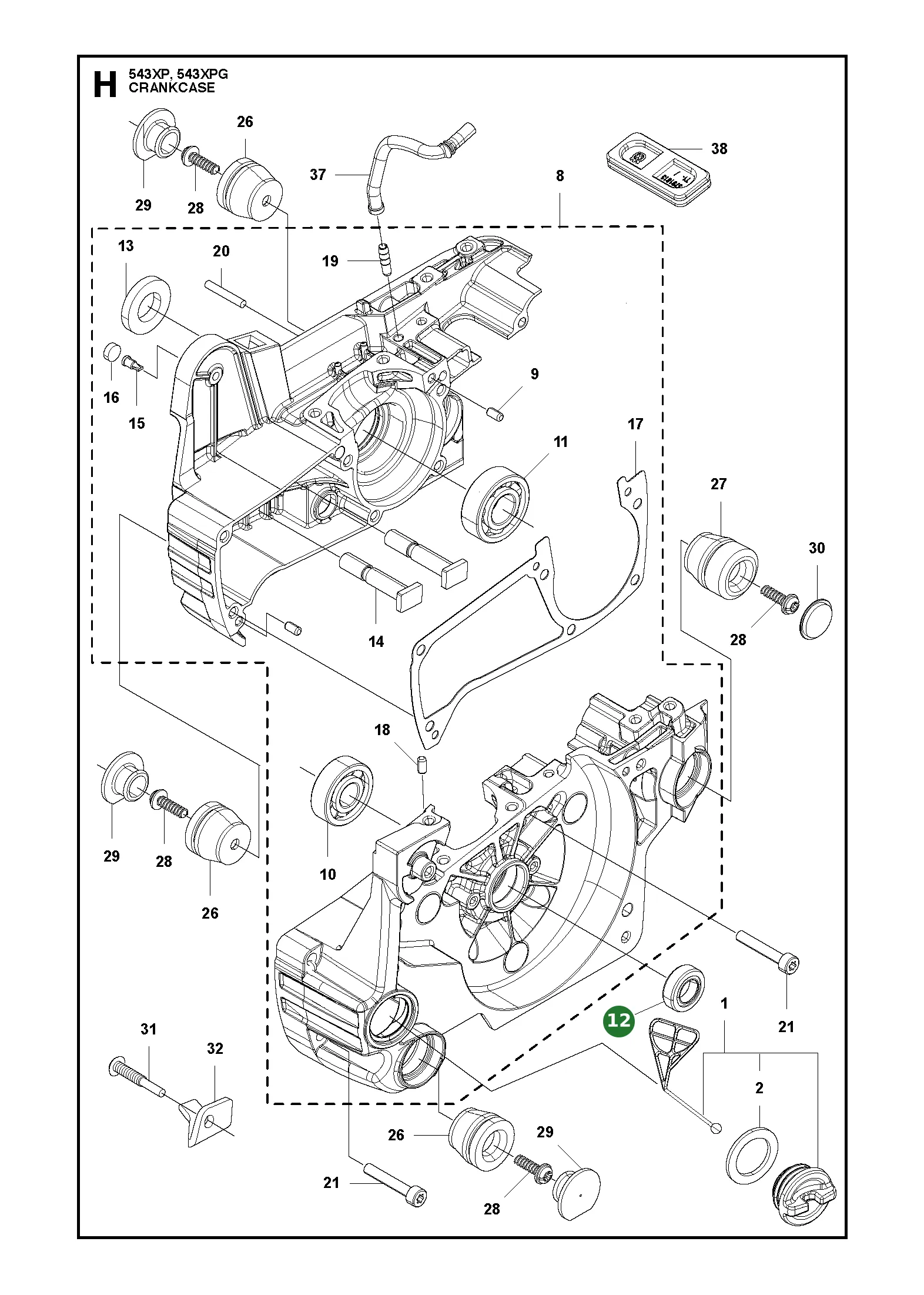 Dichtung f&uuml;r Husqvarna Motors&auml;gen 543 XP, 543 XP G