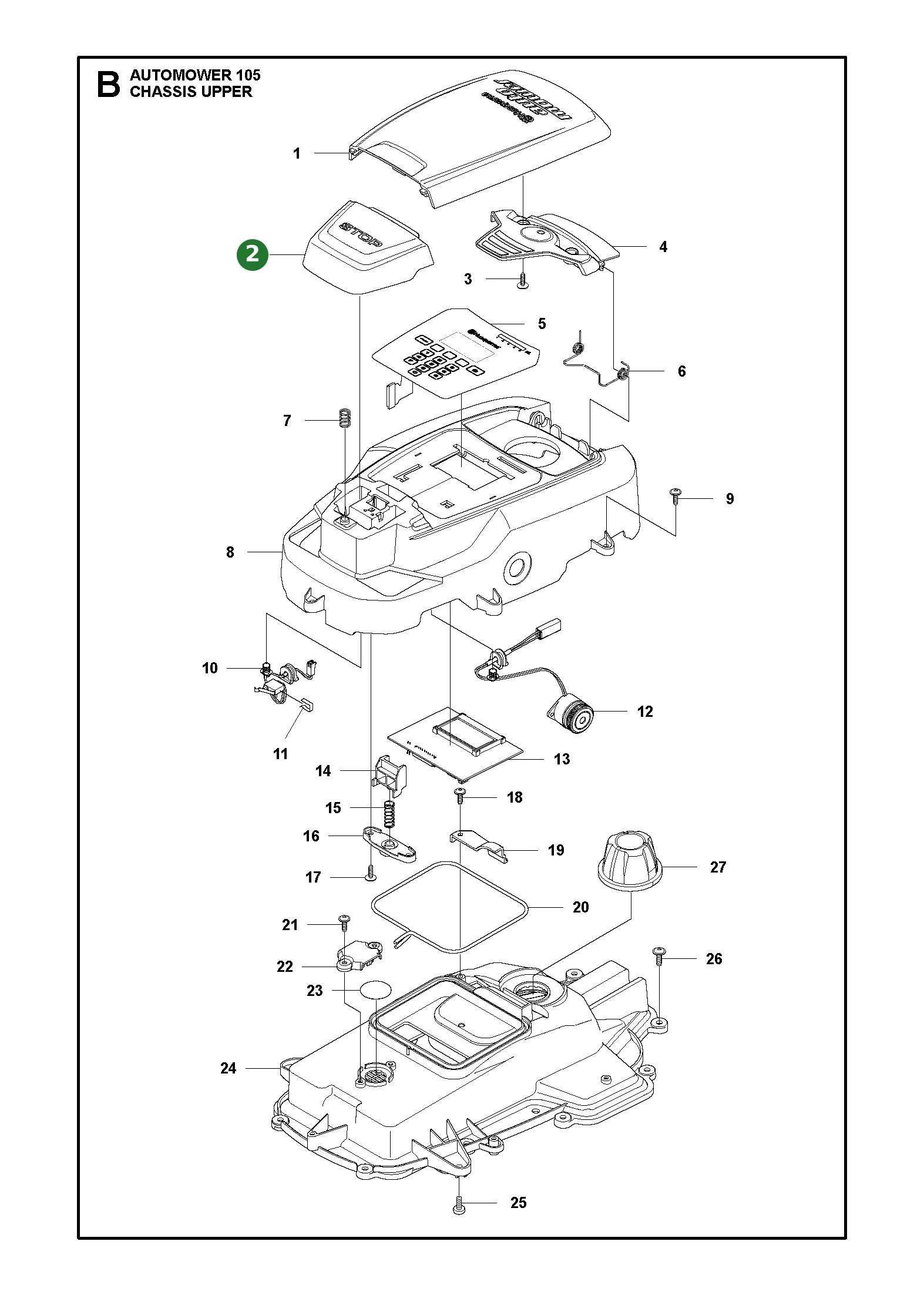Husqvarna Stoptaste f&uuml;r Automower 105, 305 bis 2016,...