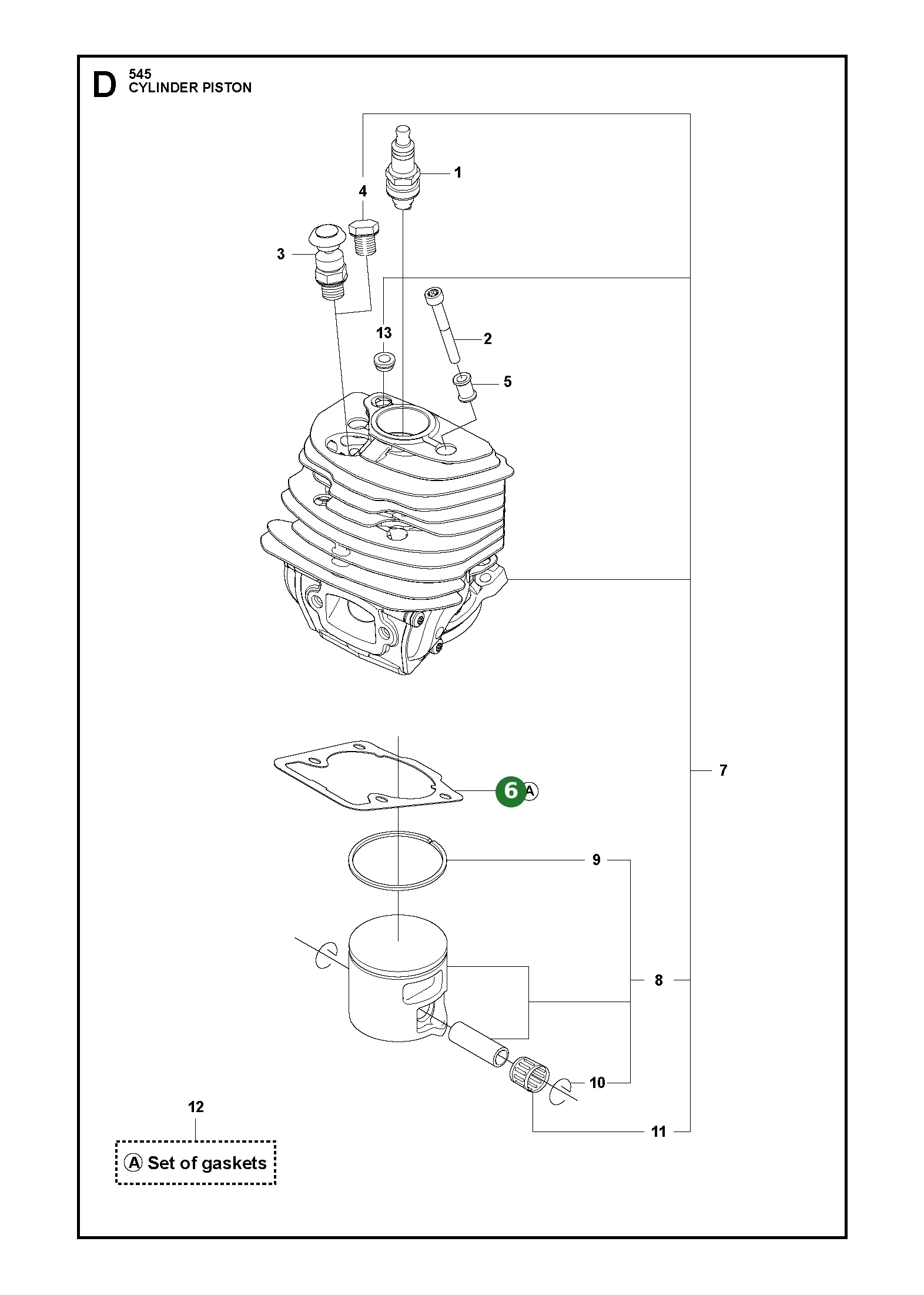 Dichtung f&uuml;r Husqvarna Motors&auml;gen 545, 550 XP,...