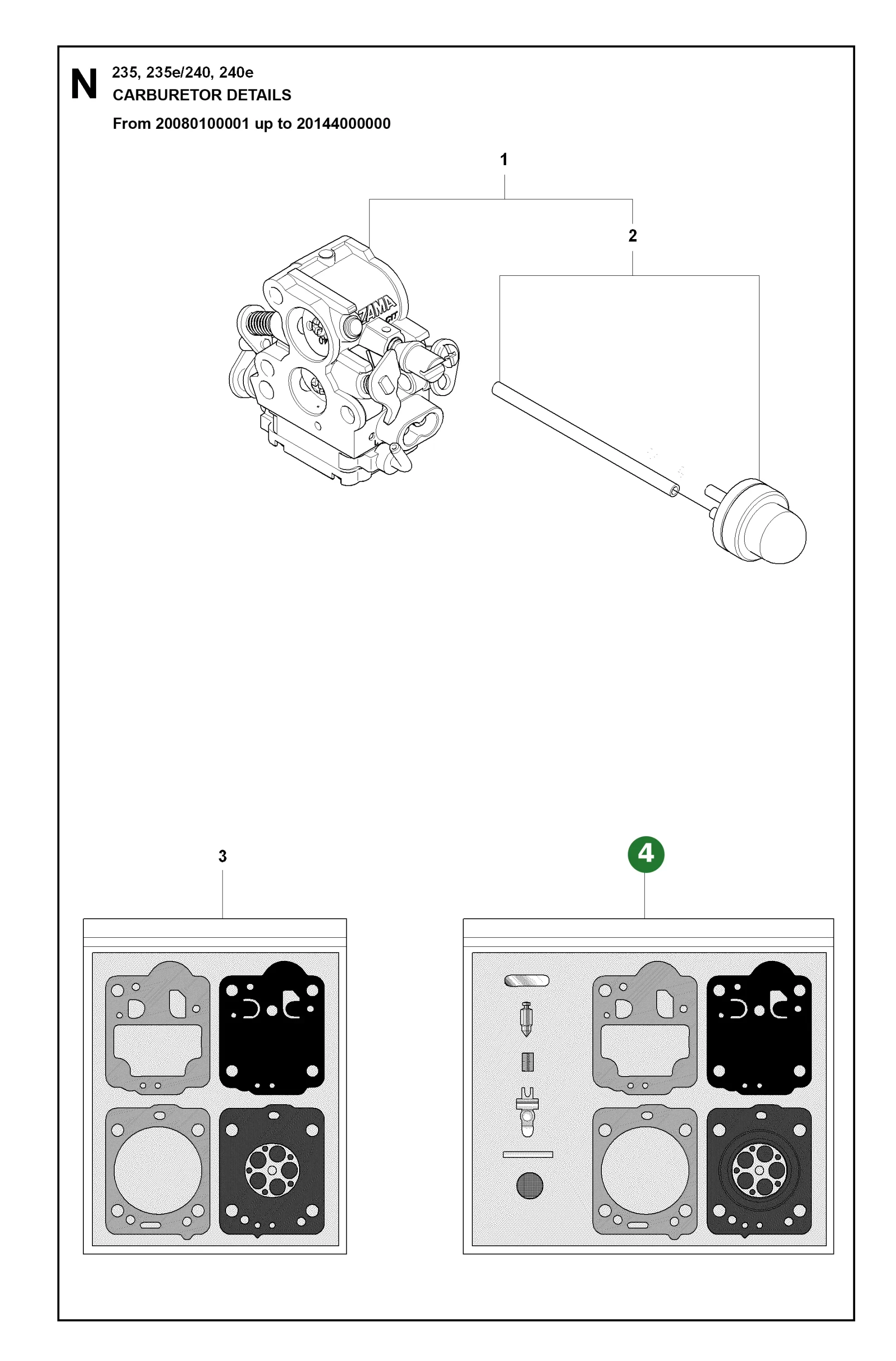 Vergaser Kit f&uuml;r Husqvarna Motors&auml;gen 230, 236,...