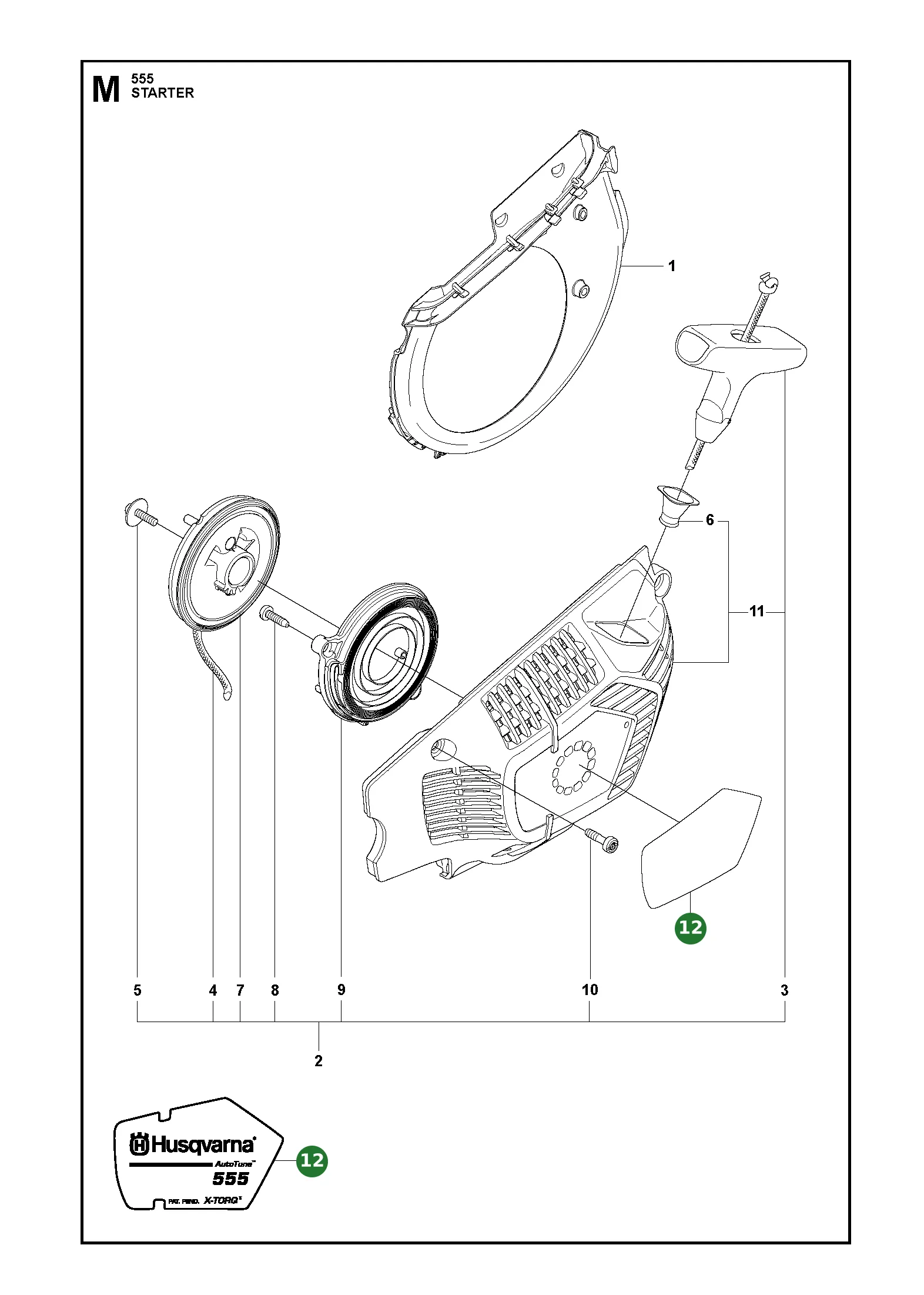 Etikett f&uuml;r Husqvarna Motors&auml;gen 555