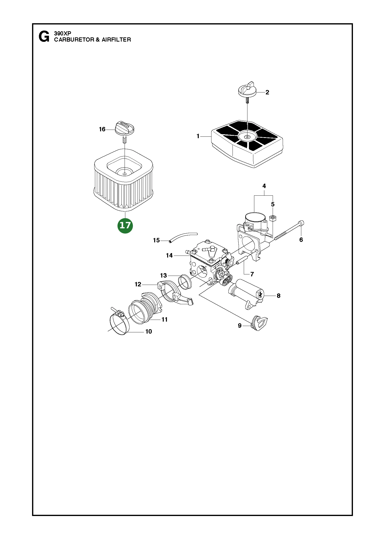 Luftfilter f&uuml;r Husqvarna Motors&auml;gen 385 XP, 390...