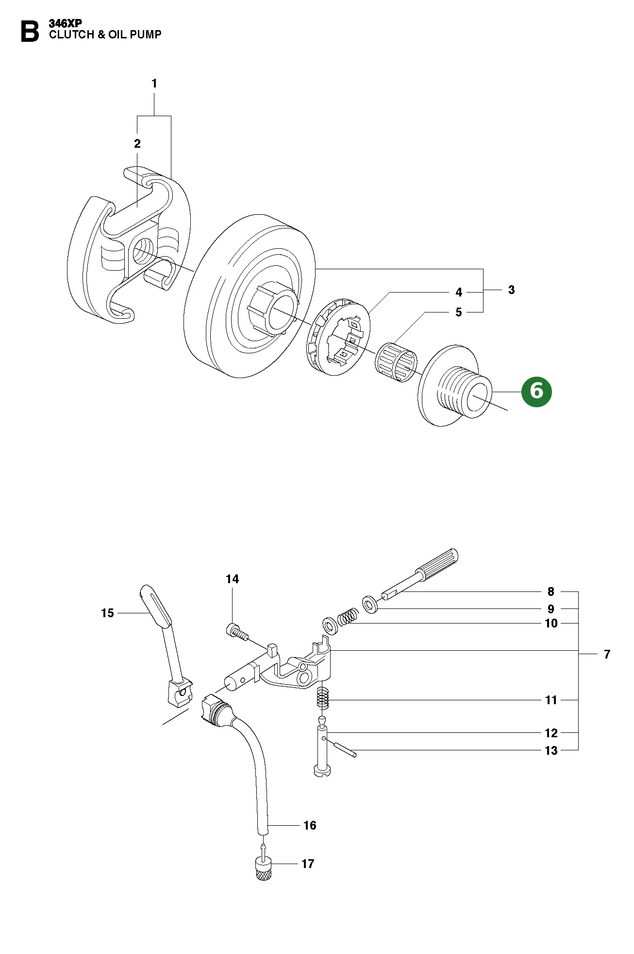 Schneckenrad f&uuml;r Husqvarna Motors&auml;gen 351, 346...