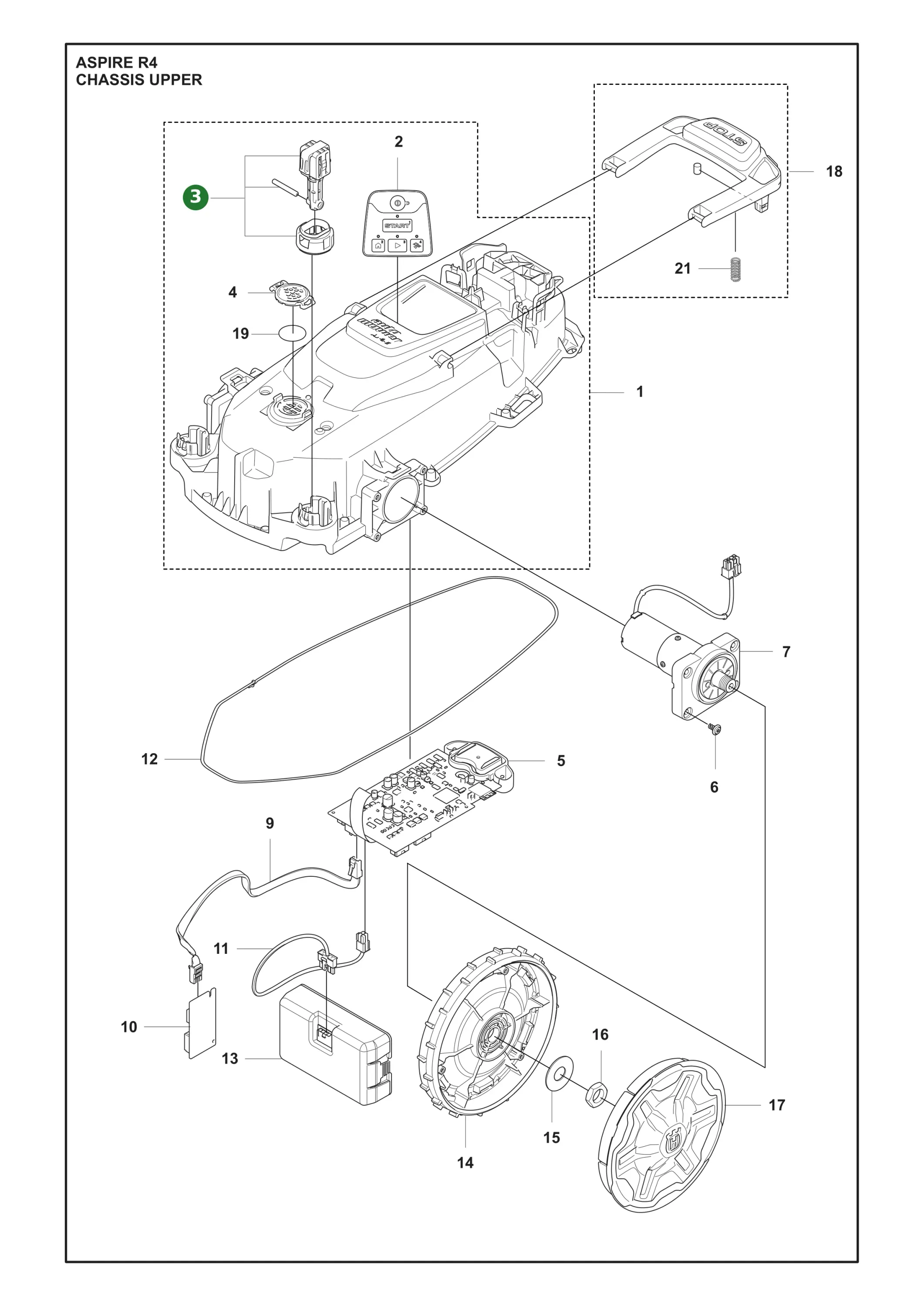S&auml;ulen Kpl. f&uuml;r Husqvarna Automower Aspire R4,...
