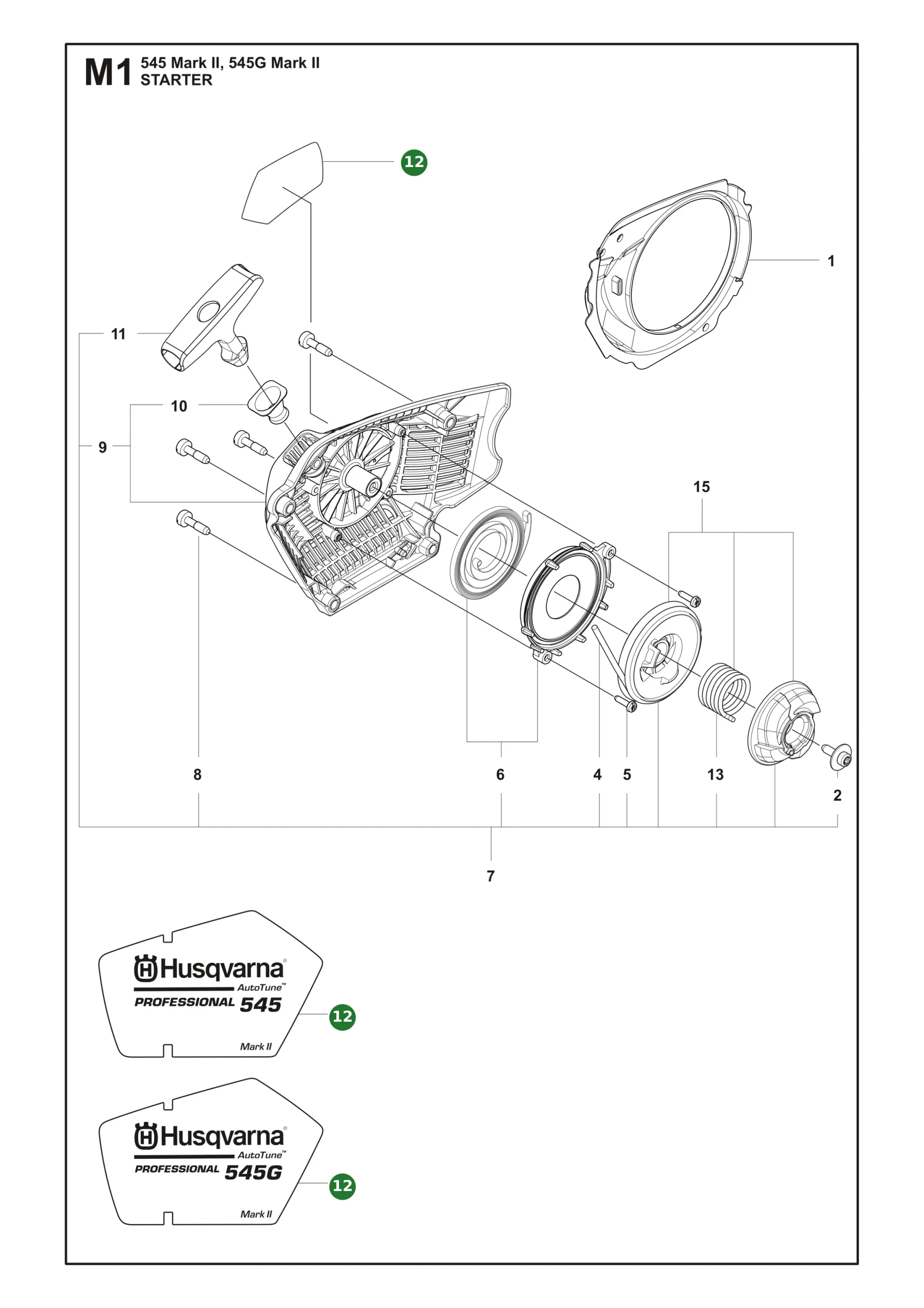 Etikett f&uuml;r Husqvarna Motors&auml;gen 545 II, 545G II