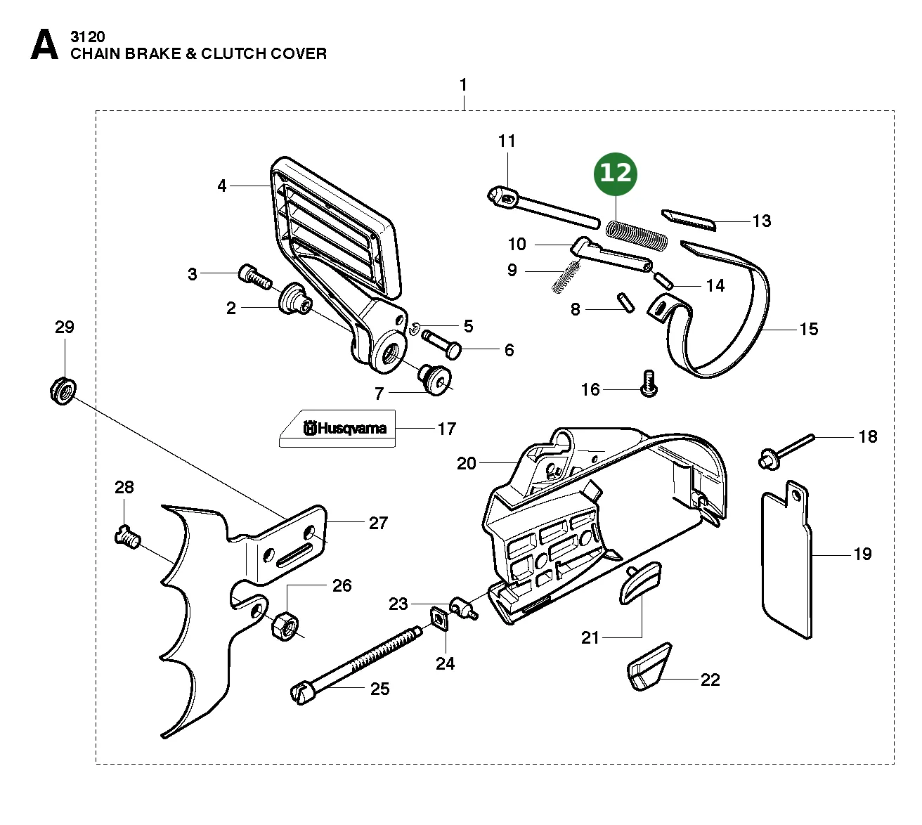 Bremsfeder f&uuml;r Husqvarna Motors&auml;gen 3120, 3120 XP