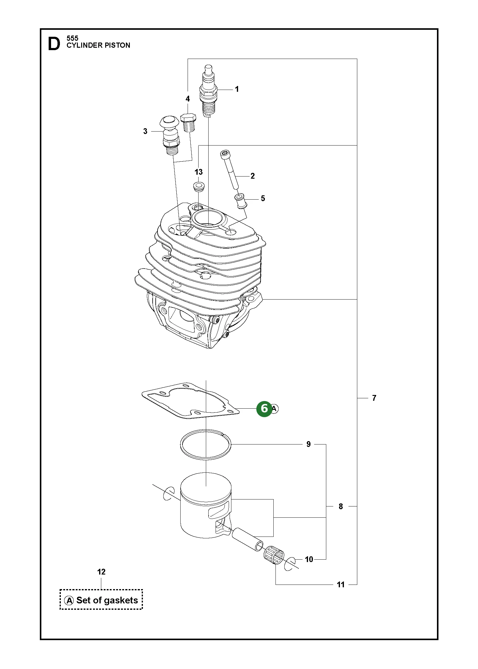 Dichtung f&uuml;r Husqvarna Motors&auml;gen 555, 556, 560...