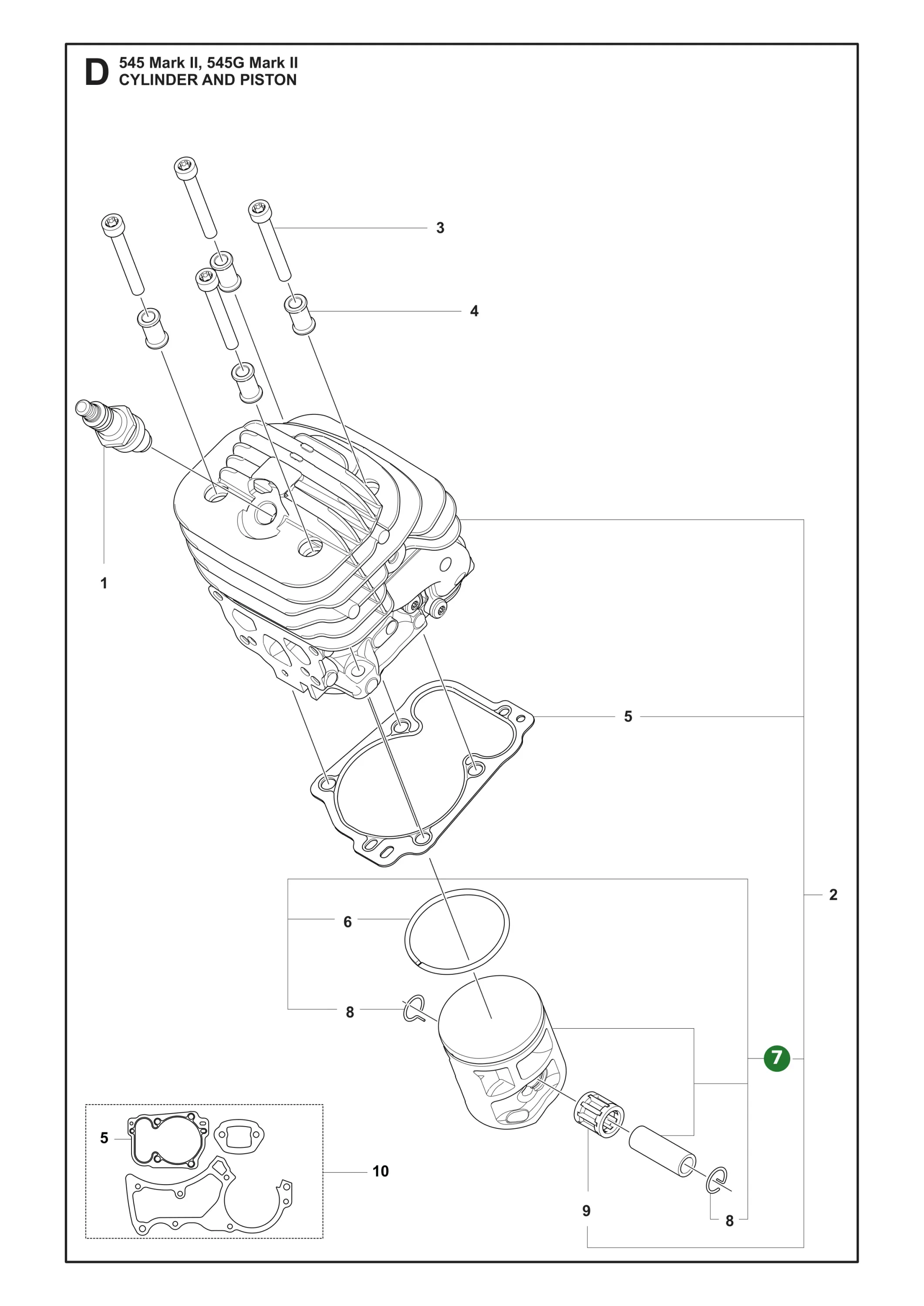 Kolben Kpl. f&uuml;r Husqvarna Motors&auml;gen 545 II,...