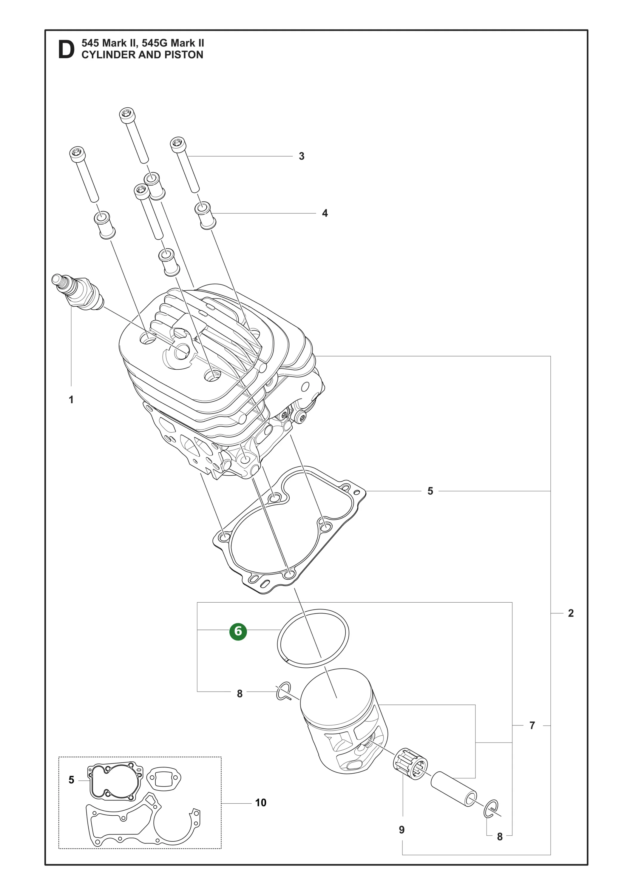 Kolbenring f&uuml;r Husqvarna Motors&auml;gen 545 II,...