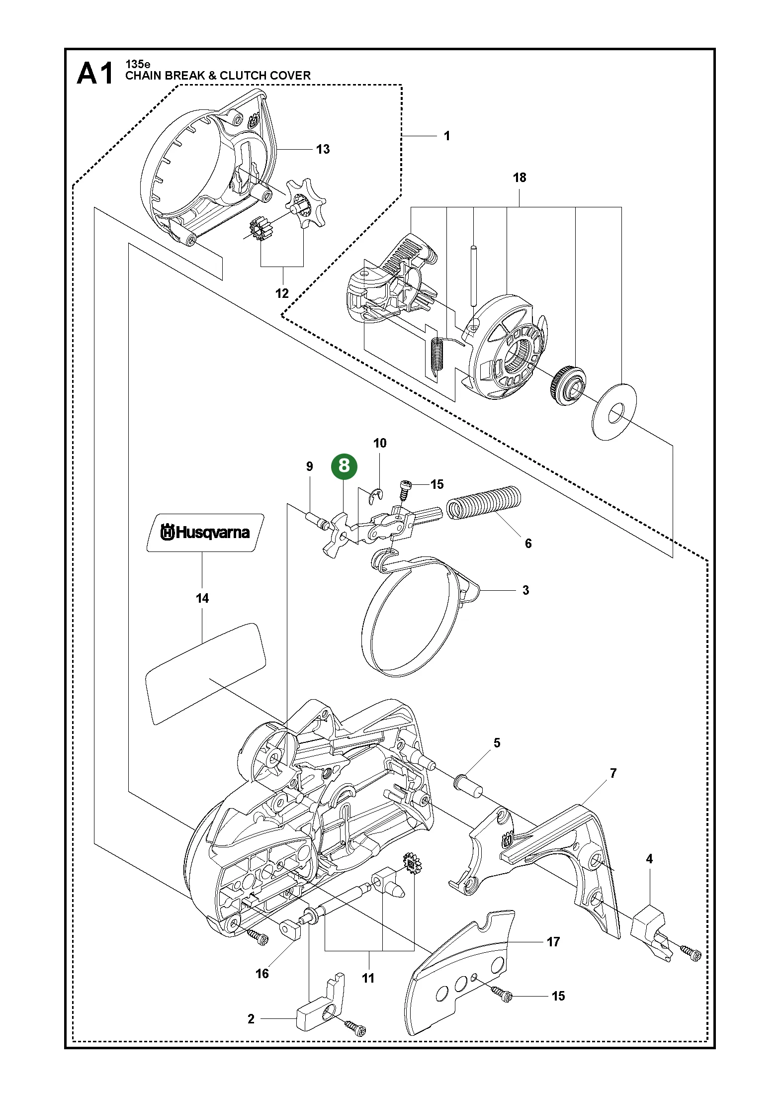 Kniegelenk Kpl. f&uuml;r Husqvarna Motors&auml;gen