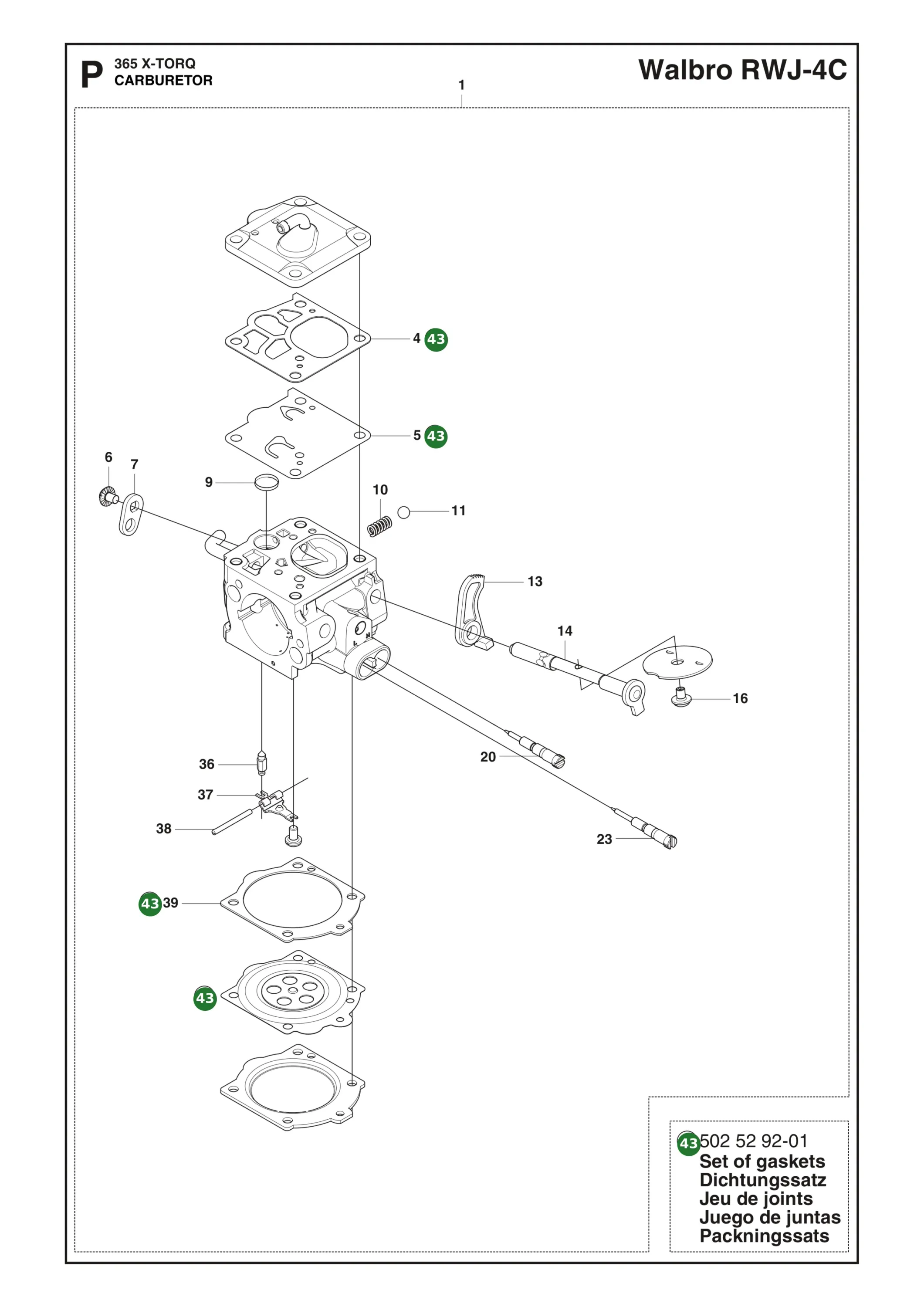 Dichtungssatz f&uuml;r Husqvarna Motors&auml;gen 61, 268,...
