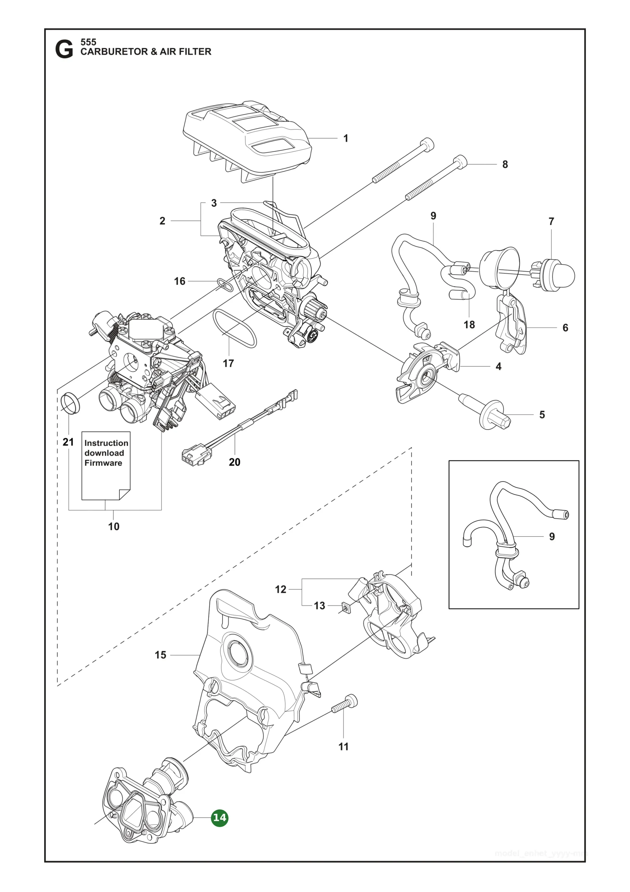 Ansaugrohr f&uuml;r Husqvarna Motors&auml;gen 555, 556,...
