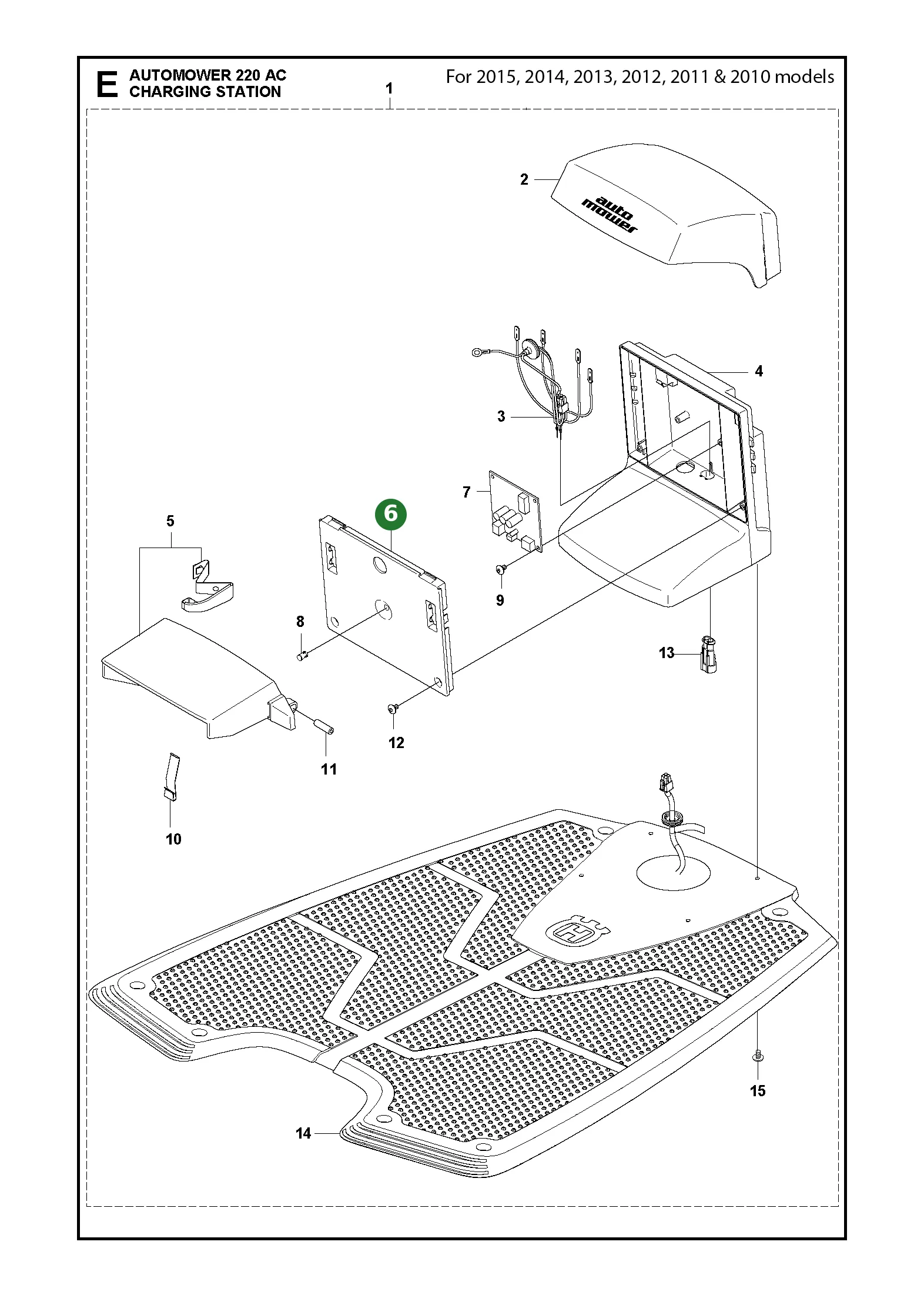 Husqvarna Abdeckung Ladestation f&uuml;r AM 220AC 230ACX...