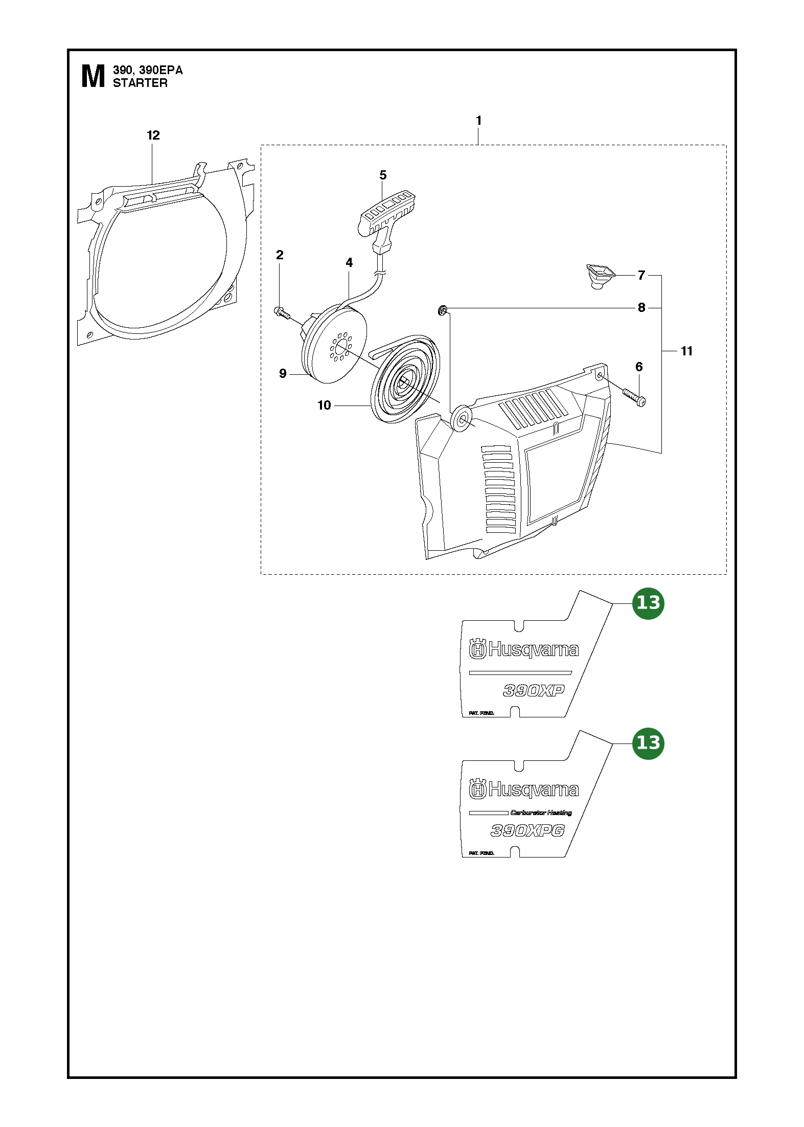 Etikett f&uuml;r Husqvarna Motors&auml;gen 385 XP, 390...