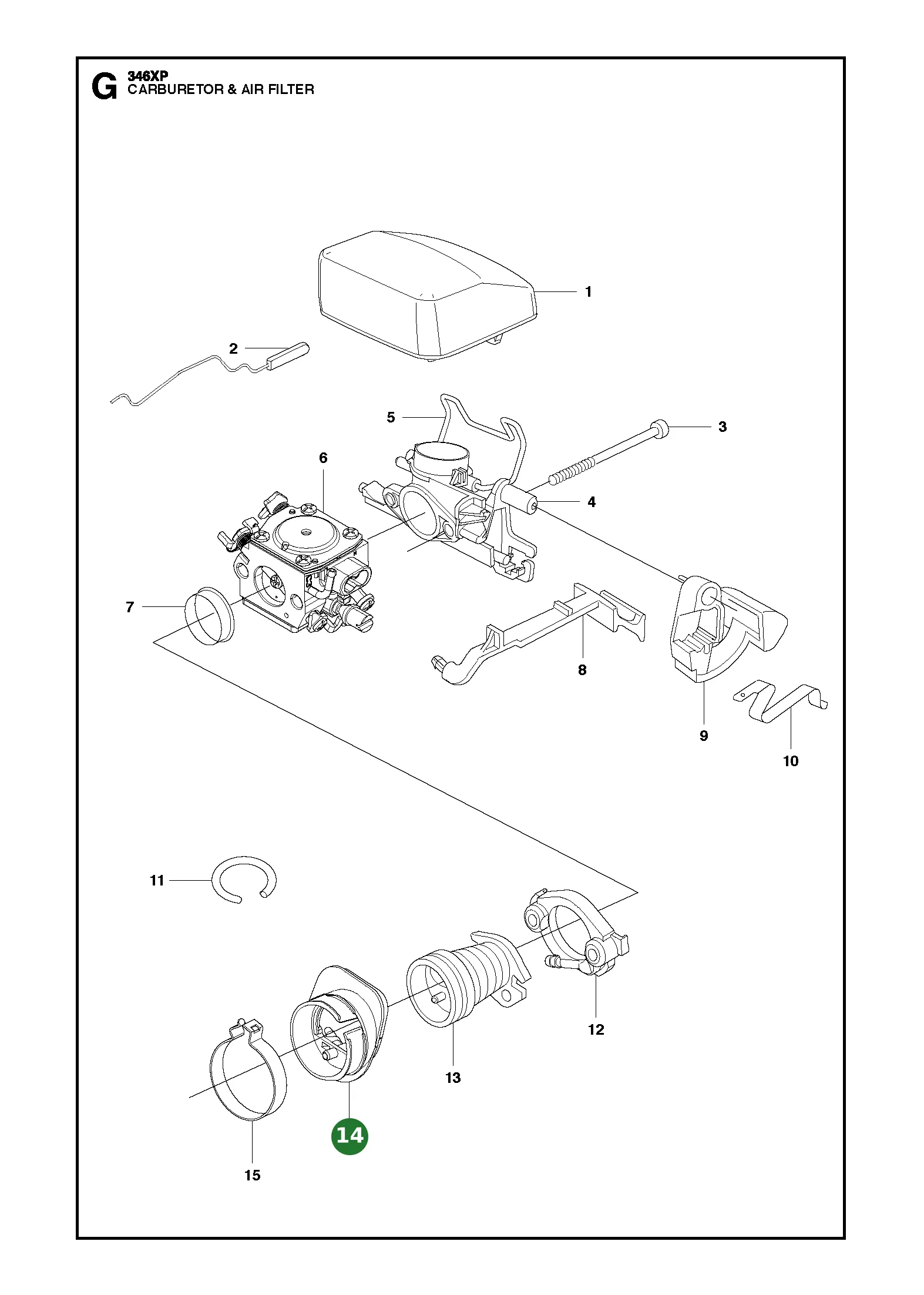 Zwischenwand f&uuml;r Husqvarna Motors&auml;gen 340, 345...