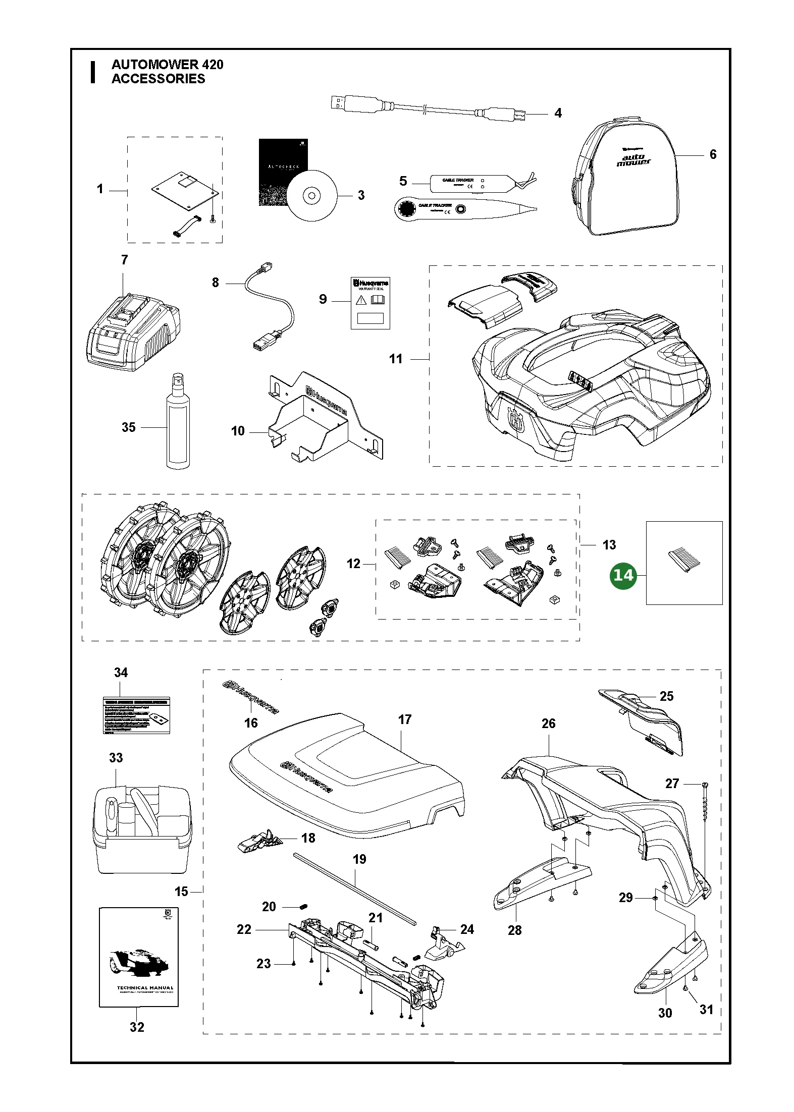 Husqvarna B&uuml;rstensatz f&uuml;r Automower 320 330X...